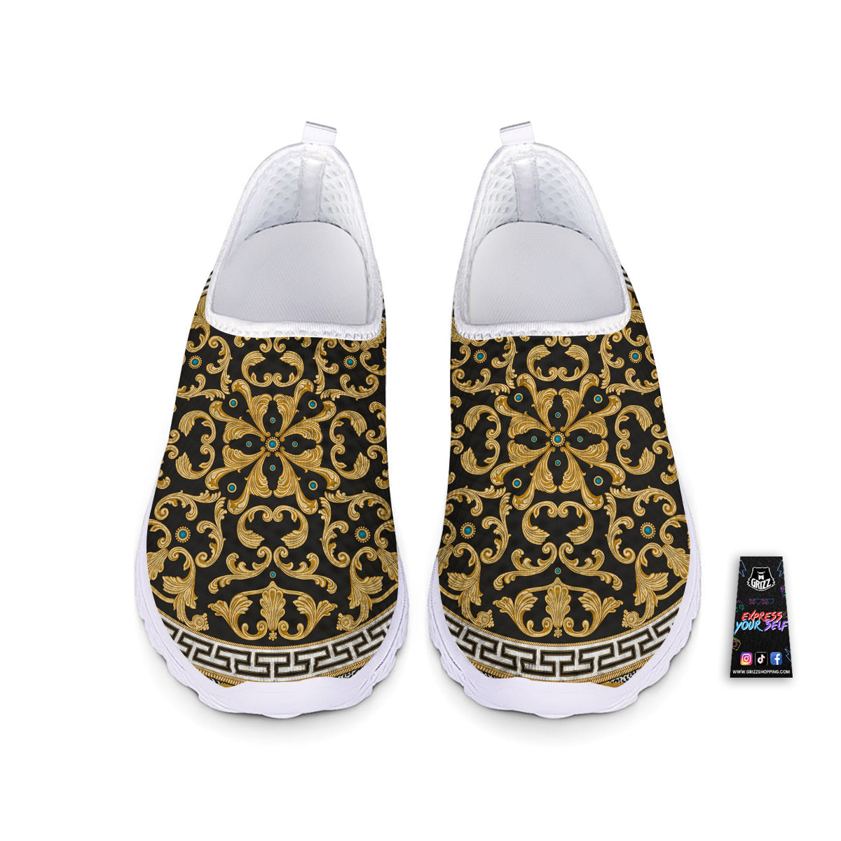 Golden Baroque Leopard Skin Print Nurse Shoes-grizzshop