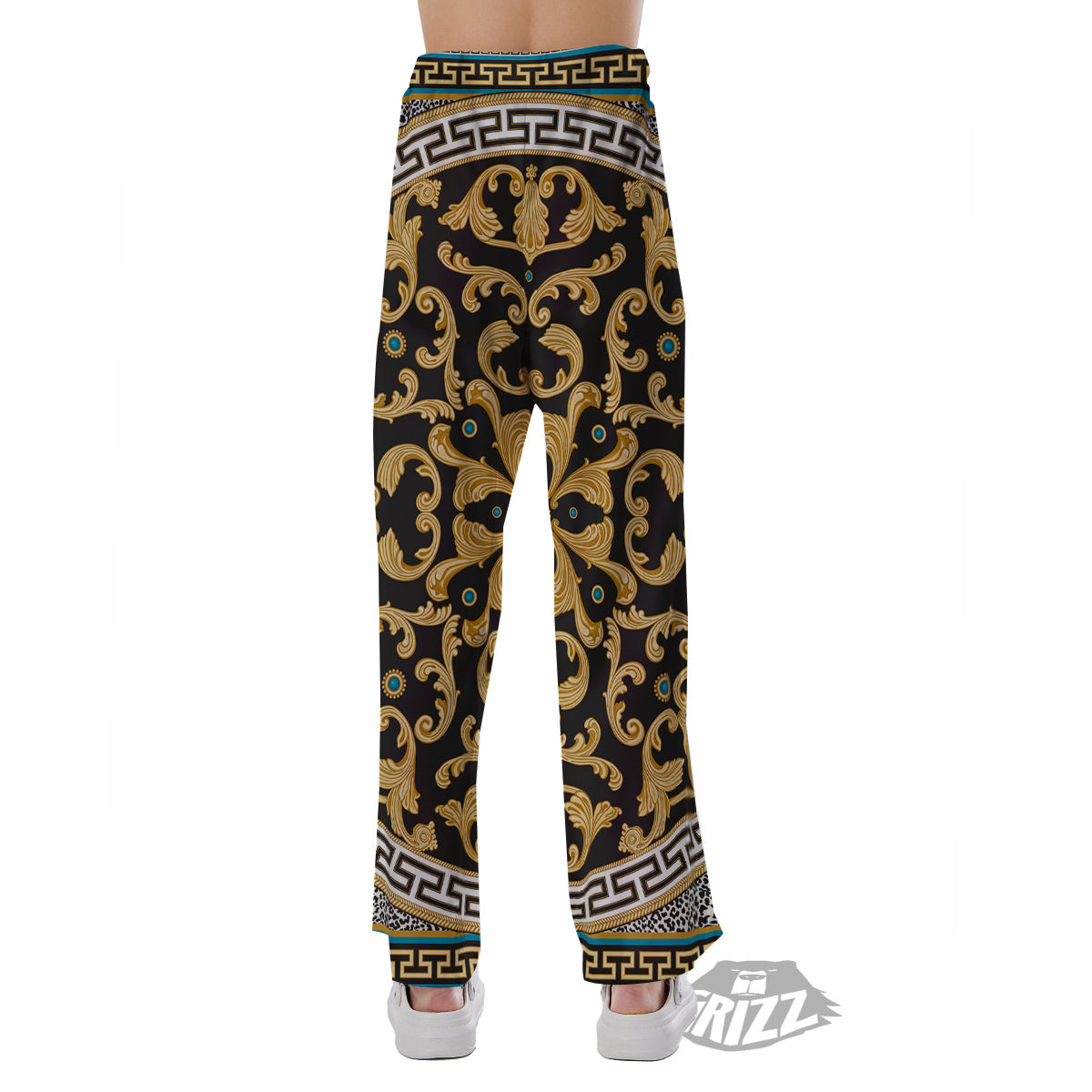 Golden Baroque Leopard Skin Print Pajama Pants-grizzshop