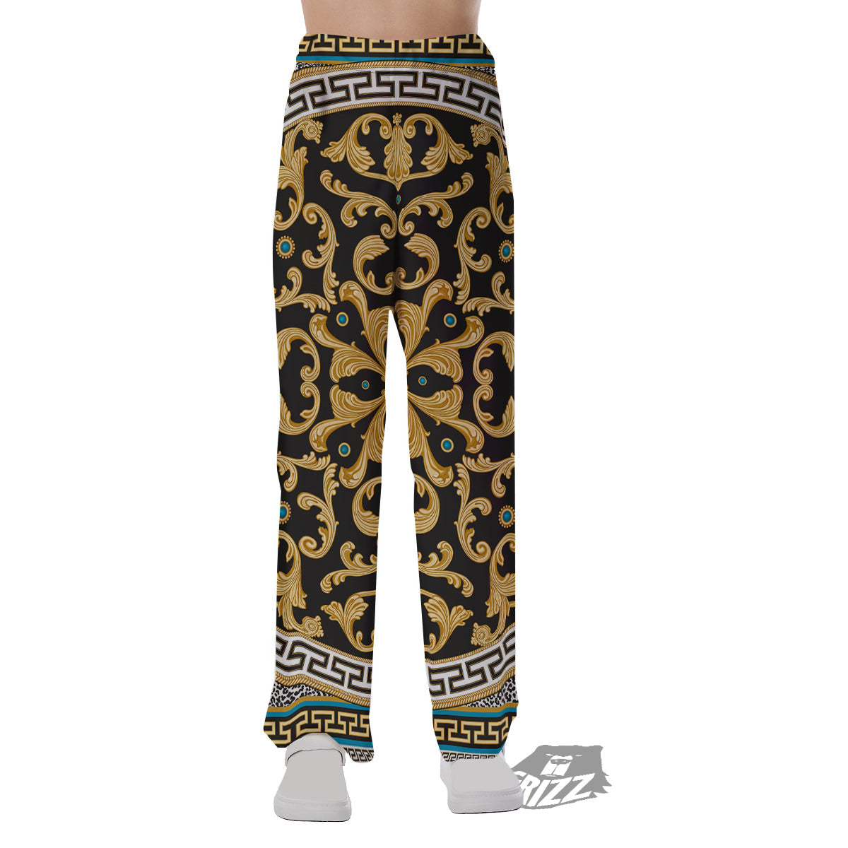 Golden Baroque Leopard Skin Print Pajama Pants-grizzshop