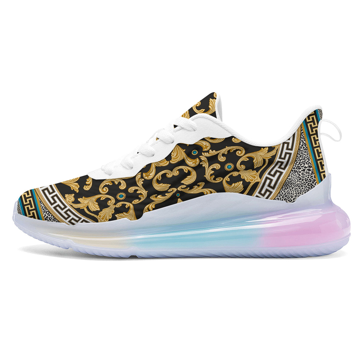 Golden Baroque Leopard Skin Print Running Sneakers-grizzshop