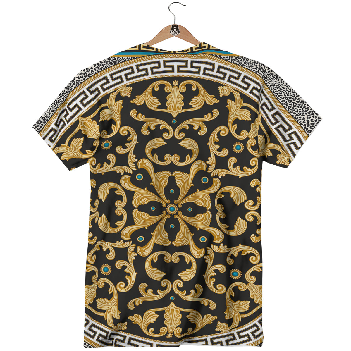 Golden Baroque Leopard Skin Print T-Shirt-grizzshop
