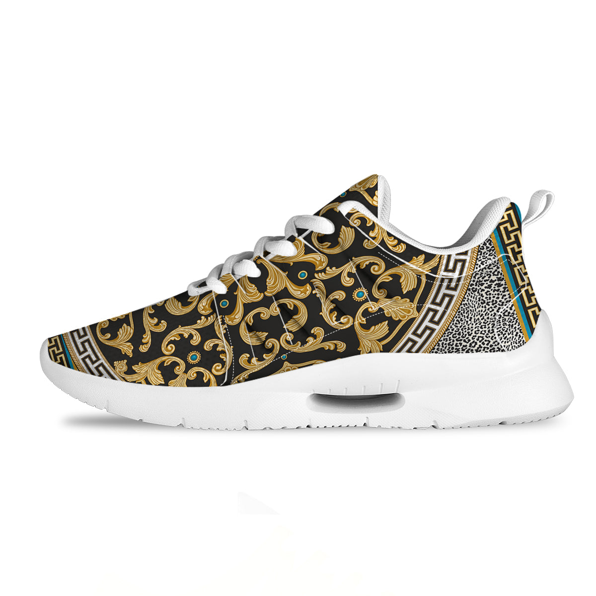 Golden Baroque Leopard Skin Print Tennis Shoes-grizzshop