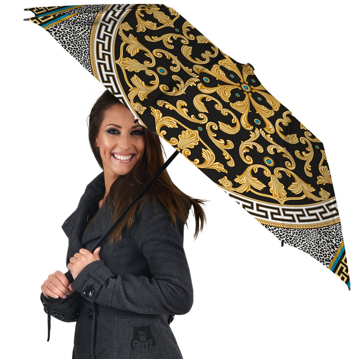 Golden Baroque Leopard Skin Print Umbrella-grizzshop