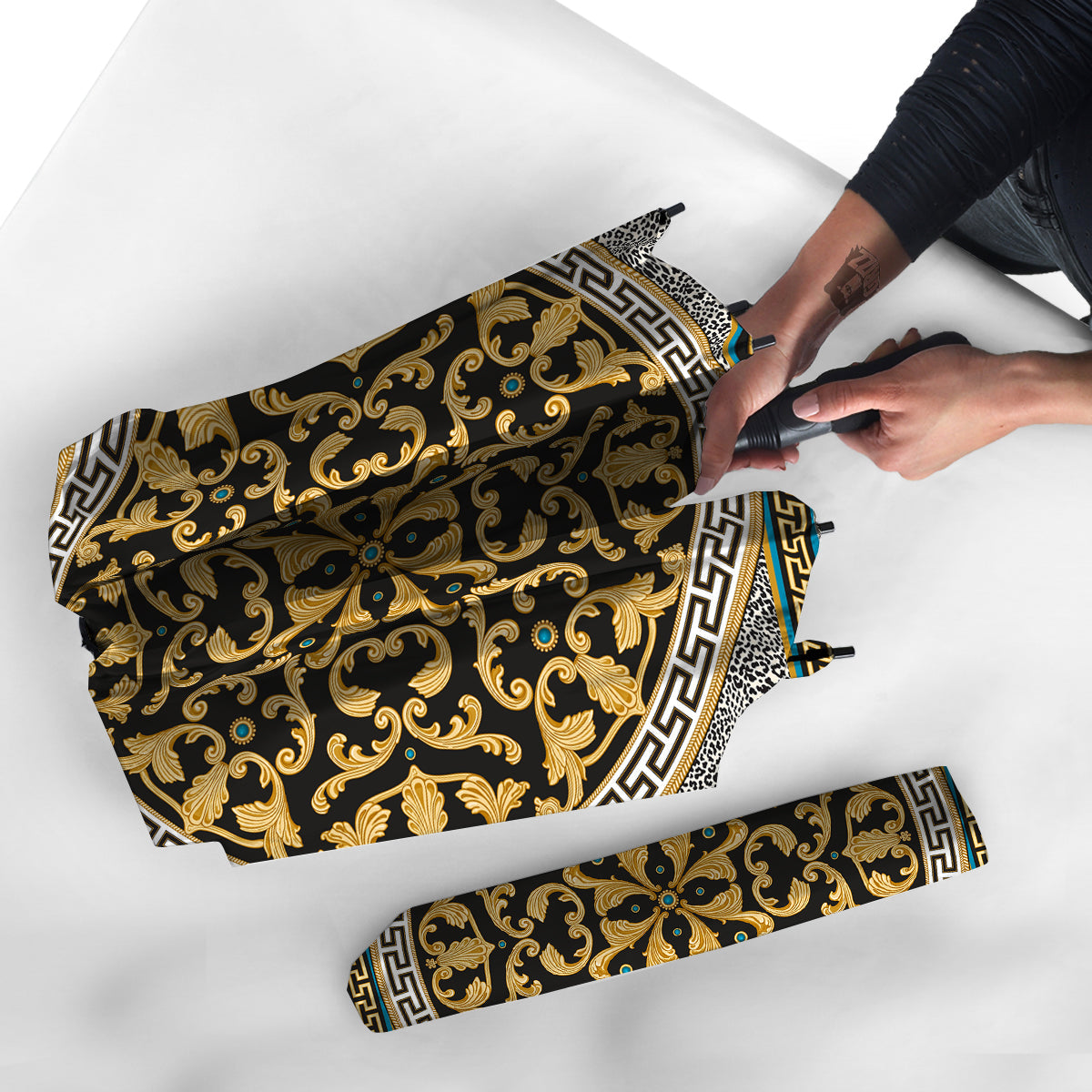 Golden Baroque Leopard Skin Print Umbrella-grizzshop