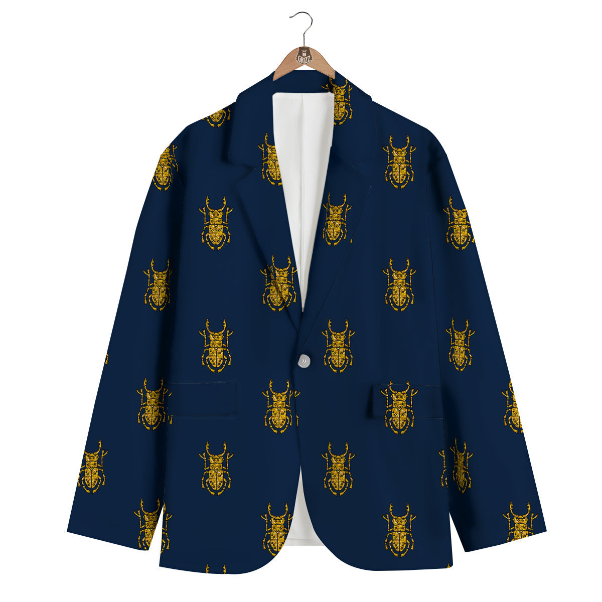 Golden Bug Pattern Print Men's Blazer-grizzshop