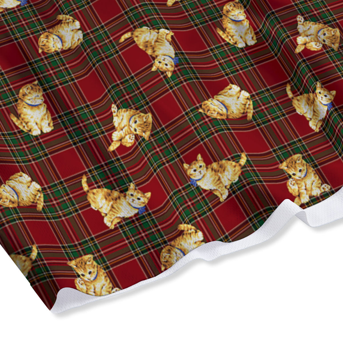 Golden Cat Tartan Print Pattern Mesh Shorts