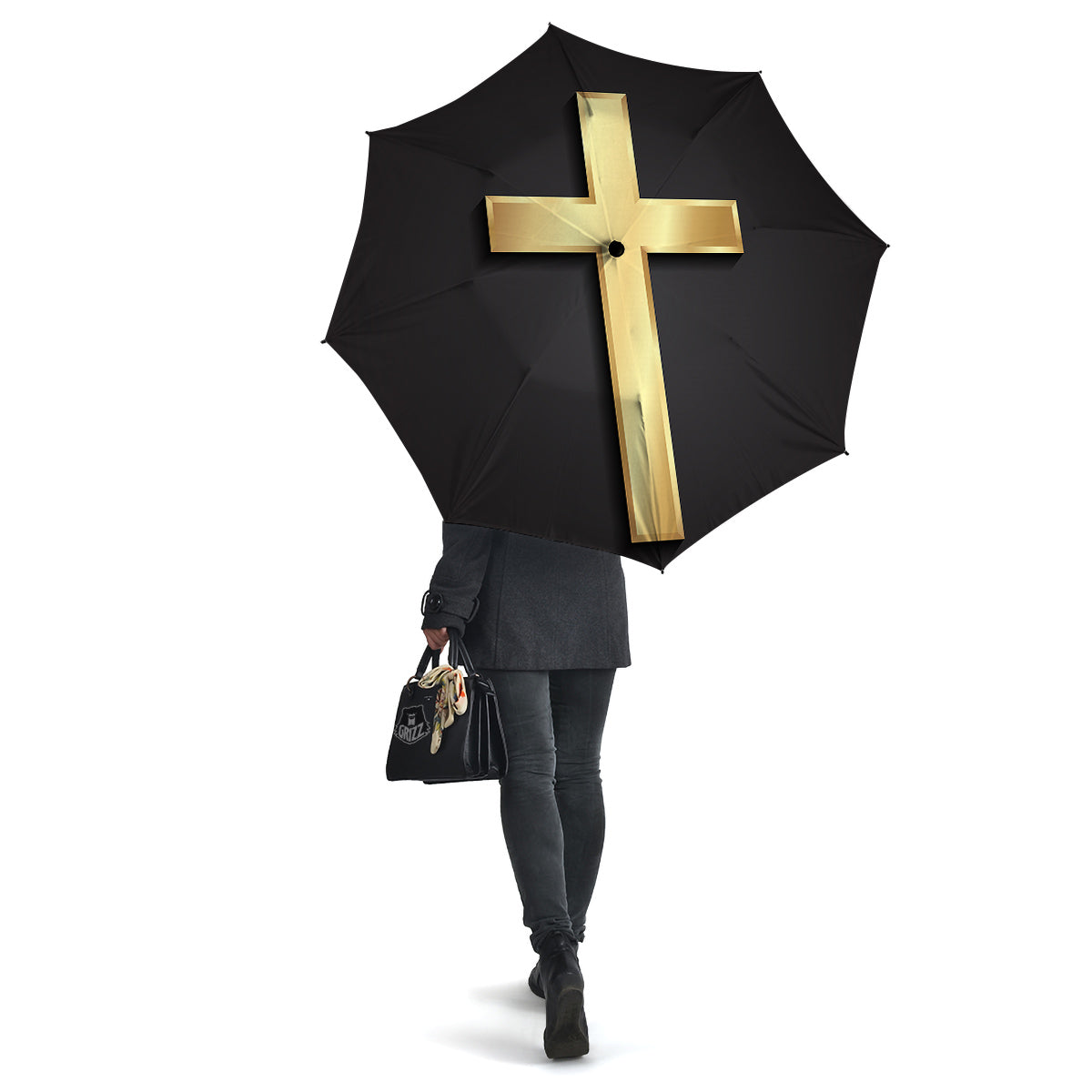 Golden Cross Classic Print Umbrella-grizzshop