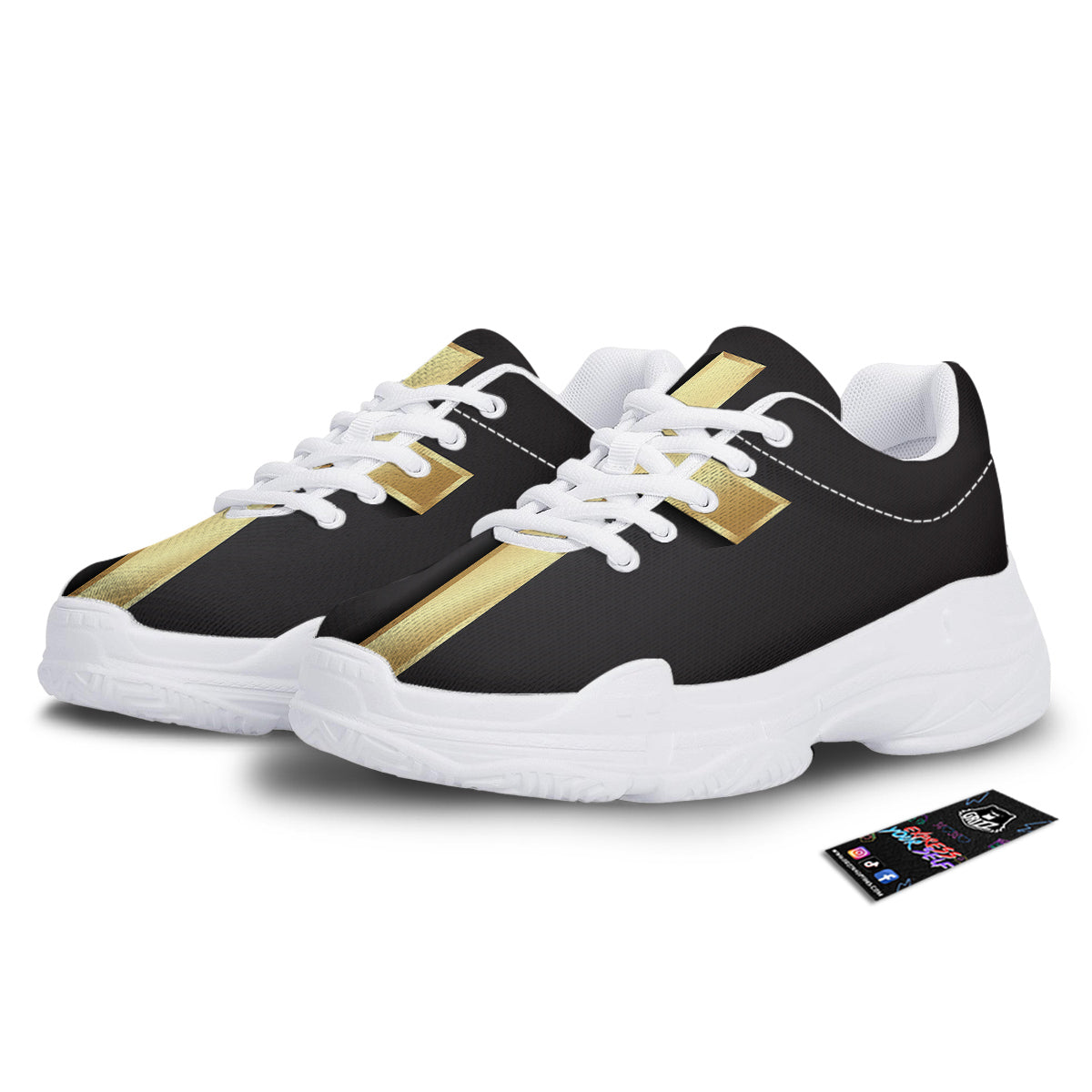 Golden Cross Classic Print White Chunky Shoes-grizzshop