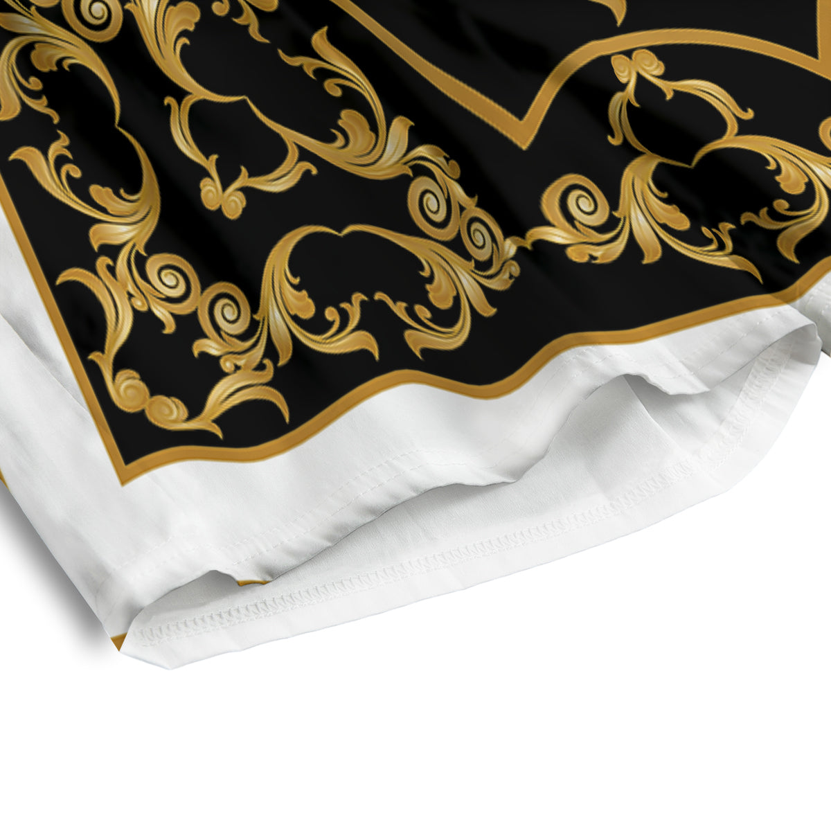 Golden Floral Baroque Black White Print Men's Athletic Shorts