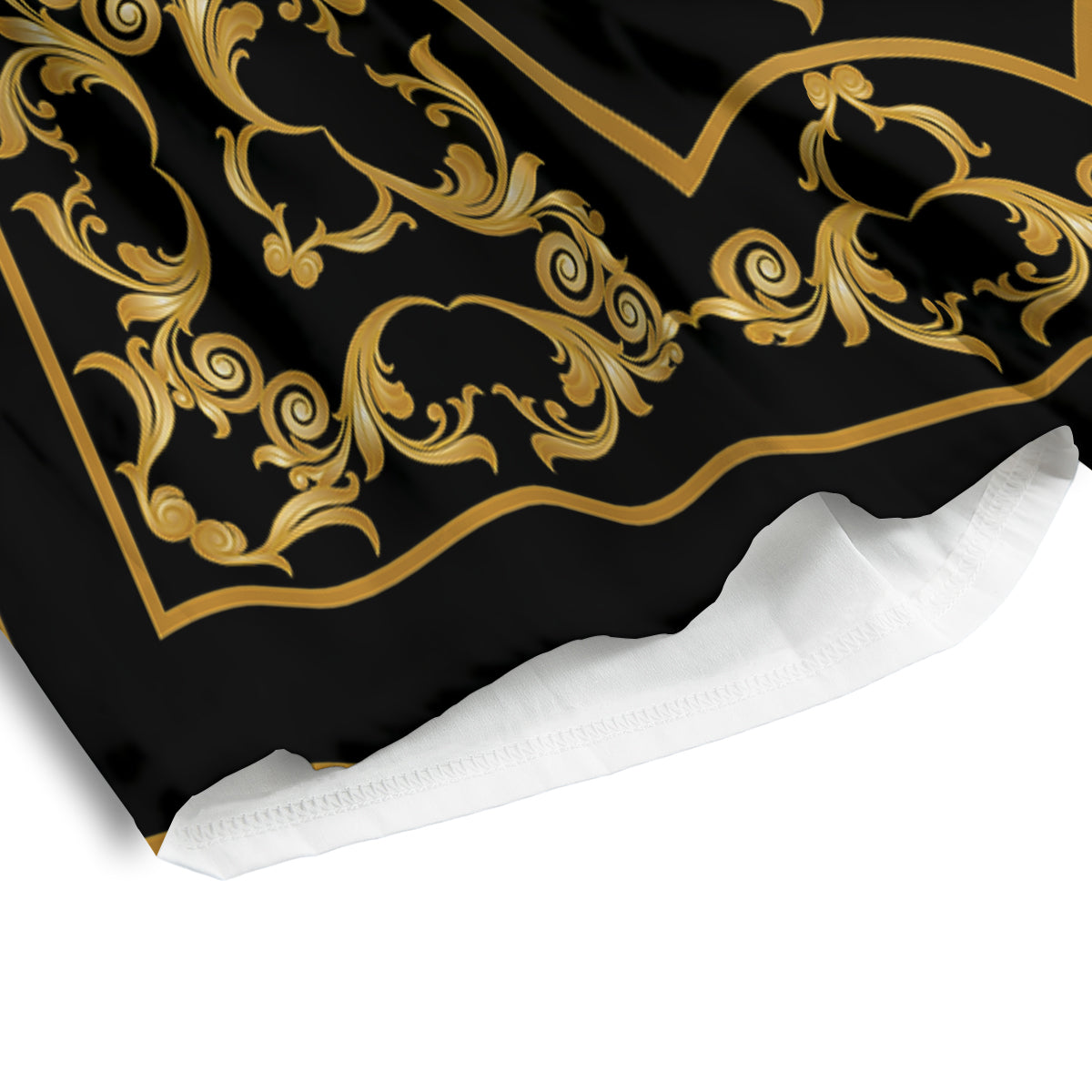 Golden Floral Baroque Print Men's Athletic Shorts