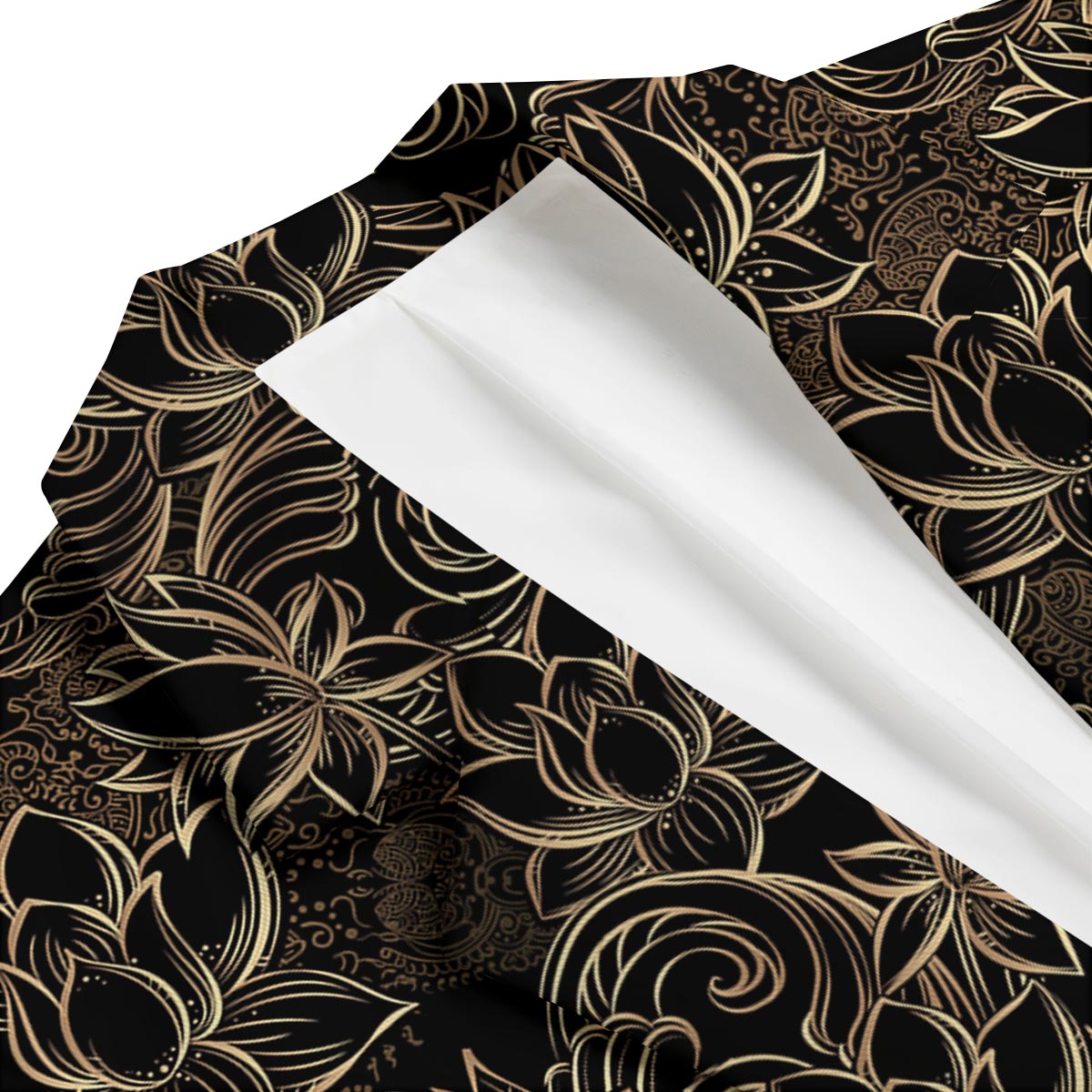 Golden Lotus Pattern Print Men's Blazer-grizzshop