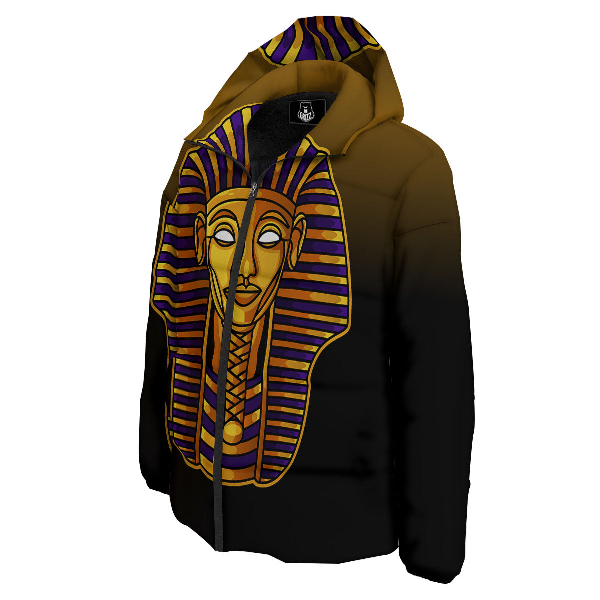 Golden Pharaoh Egyptian Print Down Jacket-grizzshop