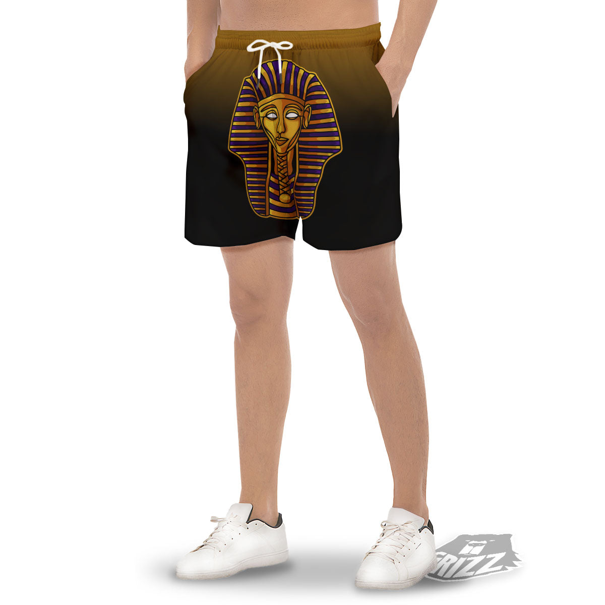 Golden Pharaoh Egyptian Print Men's Gym Shorts-grizzshop