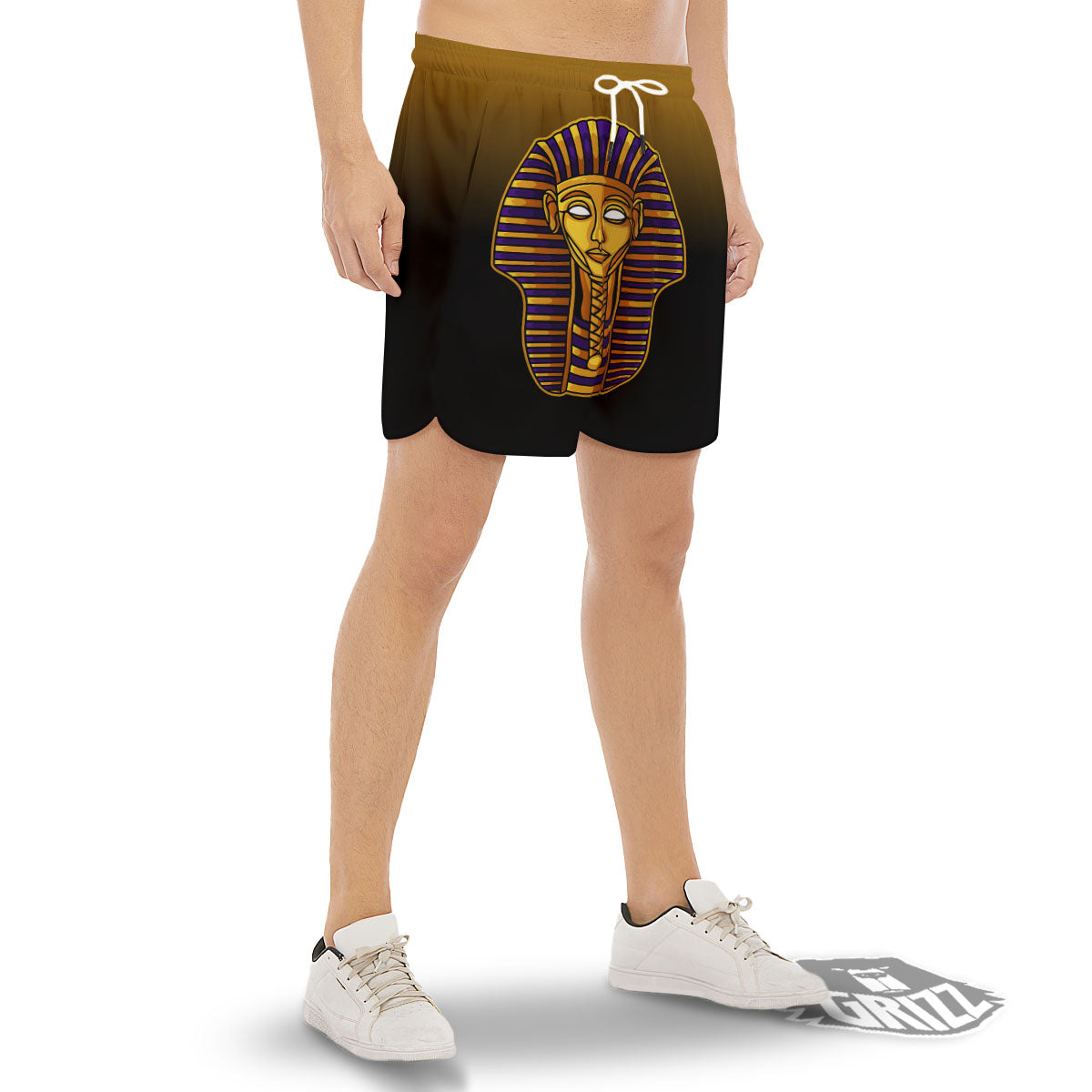 Golden Pharaoh Egyptian Print Men's Gym Shorts-grizzshop