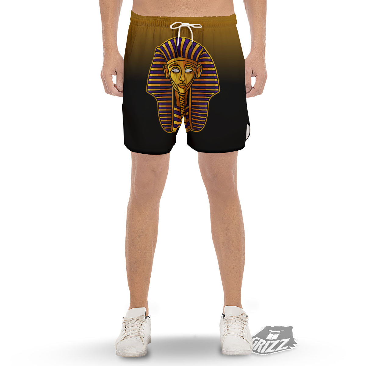 Golden Pharaoh Egyptian Print Men's Gym Shorts-grizzshop