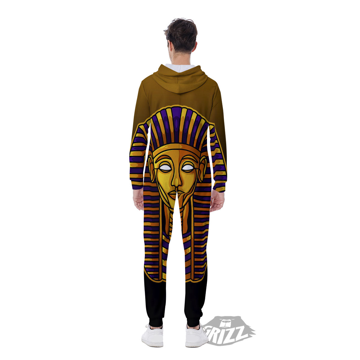 Golden Pharaoh Egyptian Print Men's Jumpsuit-grizzshop