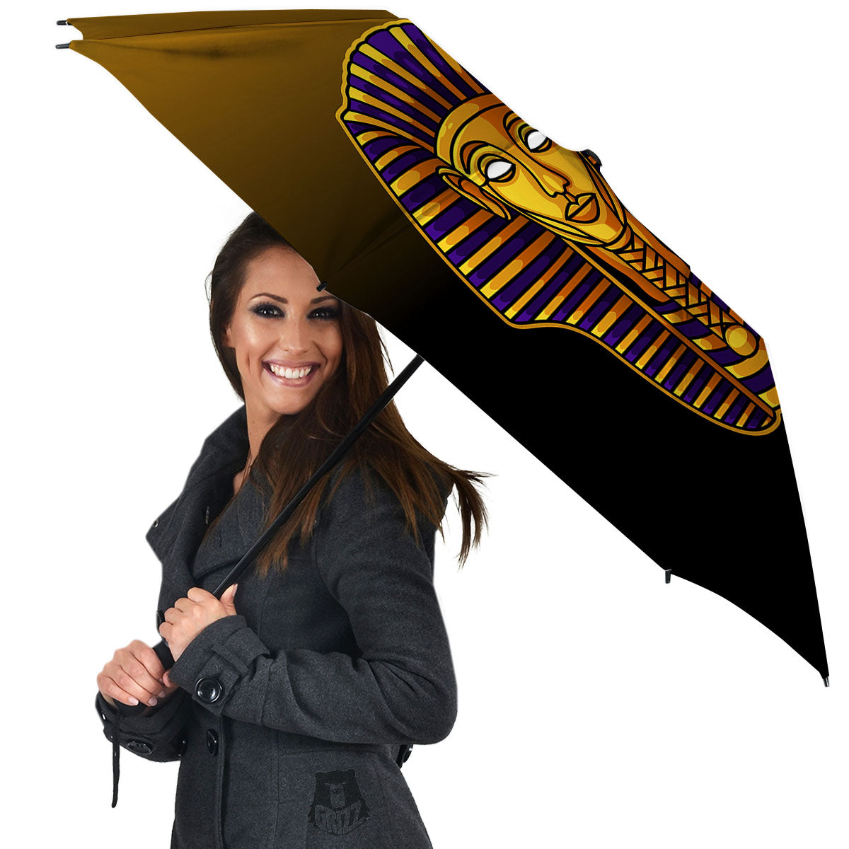 Golden Pharaoh Egyptian Print Umbrella-grizzshop