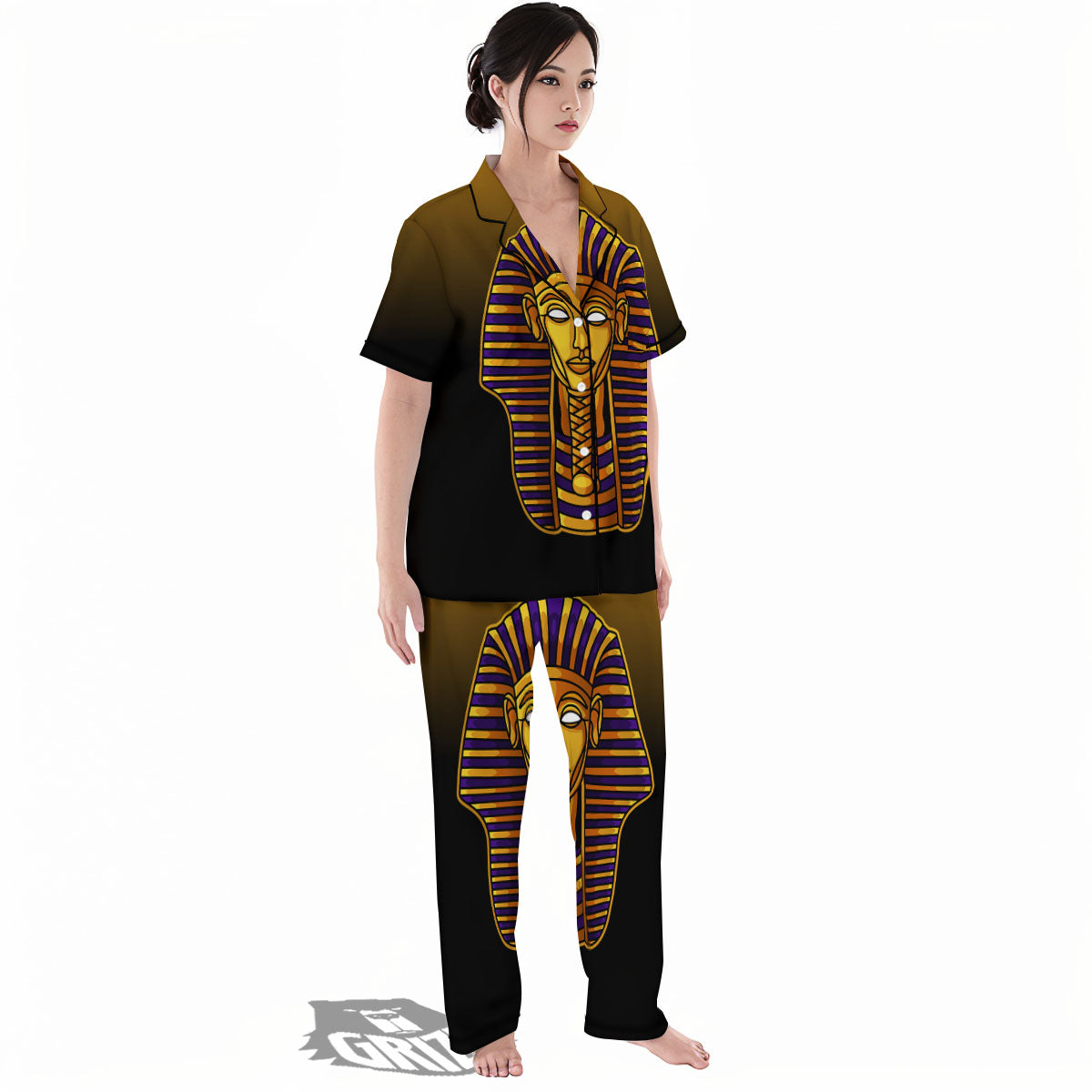 Golden Pharaoh Egyptian Print Women's Pajamas Set-grizzshop
