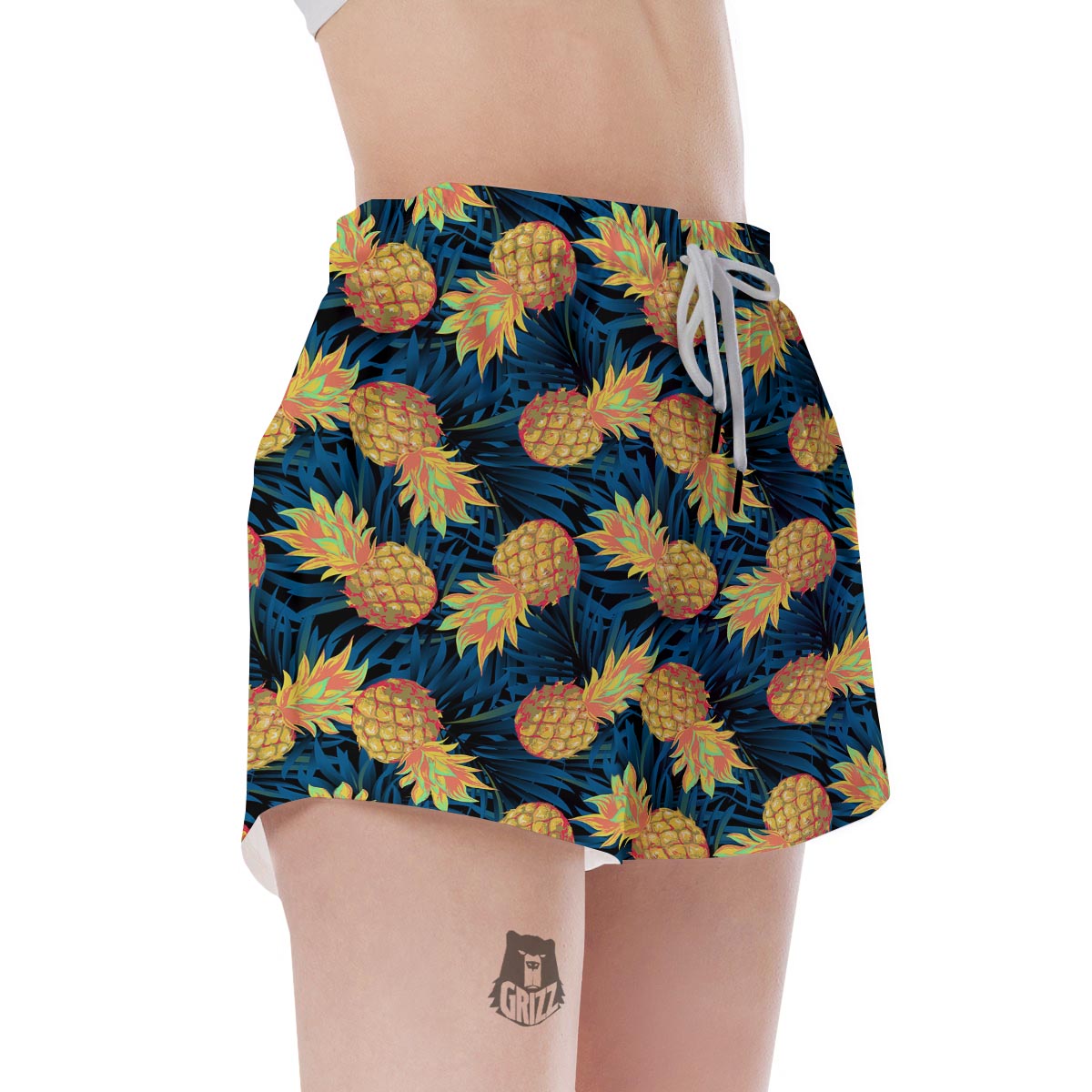 Golden Pineapple Edm Hawaiian Print Women's Shorts-grizzshop