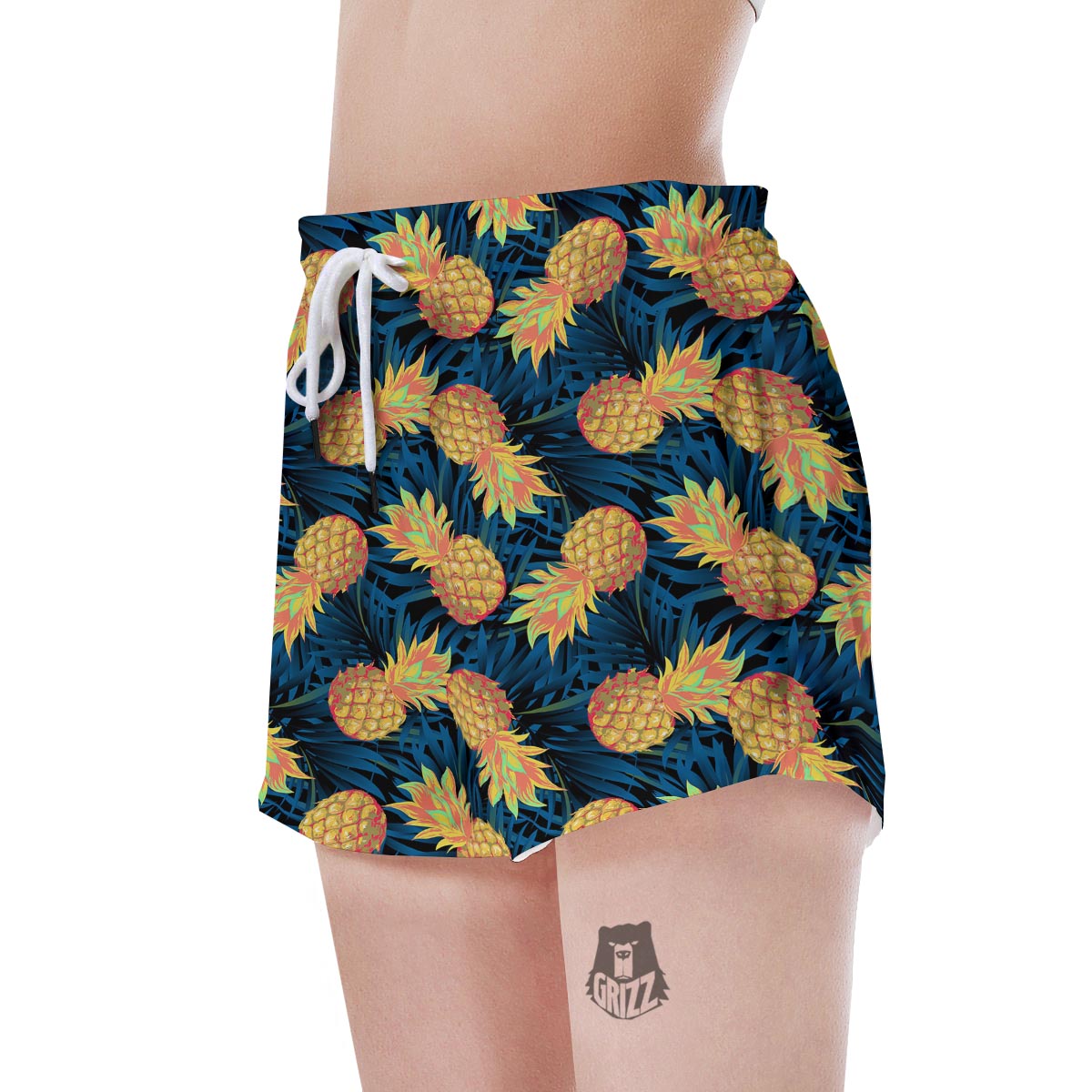 Golden Pineapple Edm Hawaiian Print Women's Shorts-grizzshop