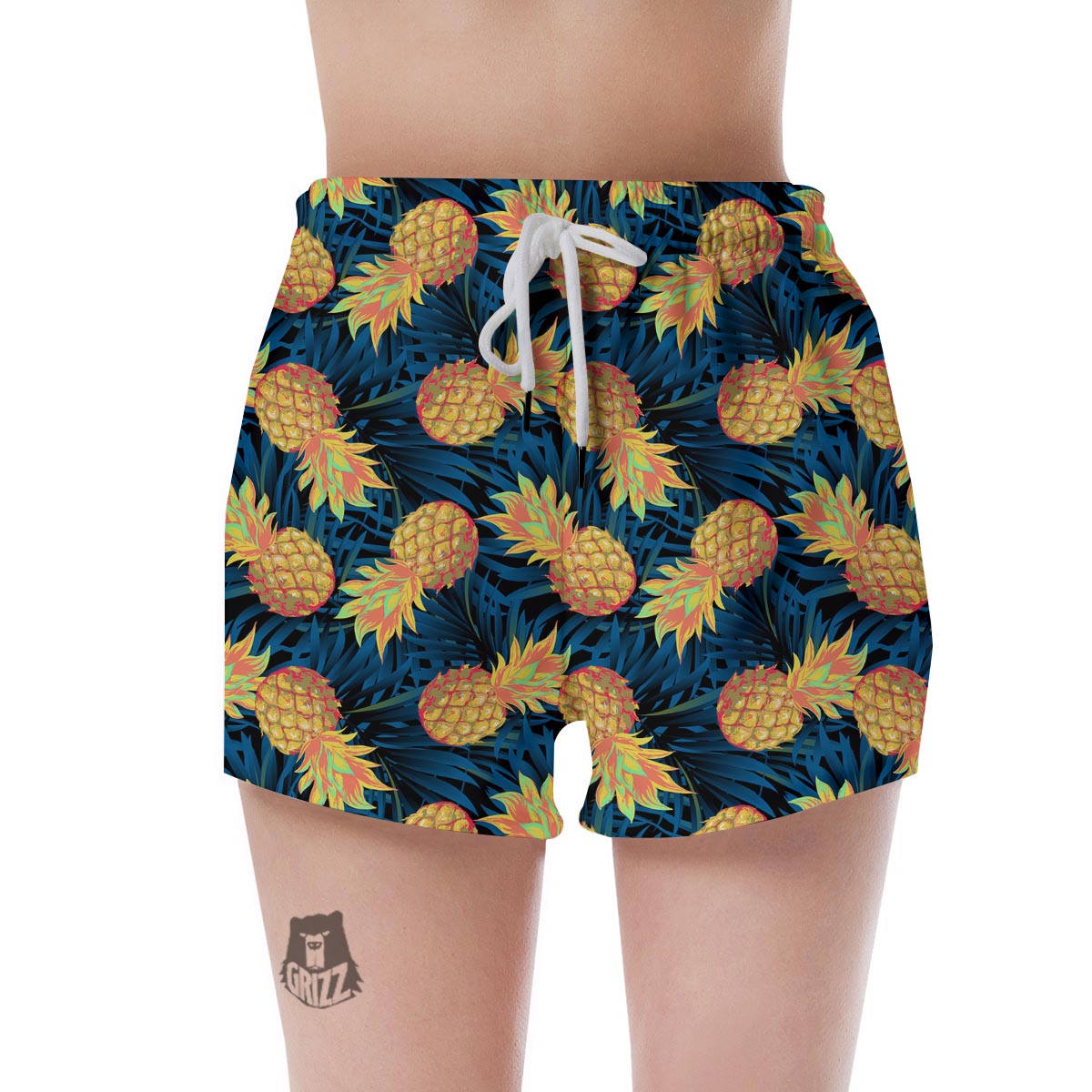 Golden Pineapple Edm Hawaiian Print Women's Shorts-grizzshop
