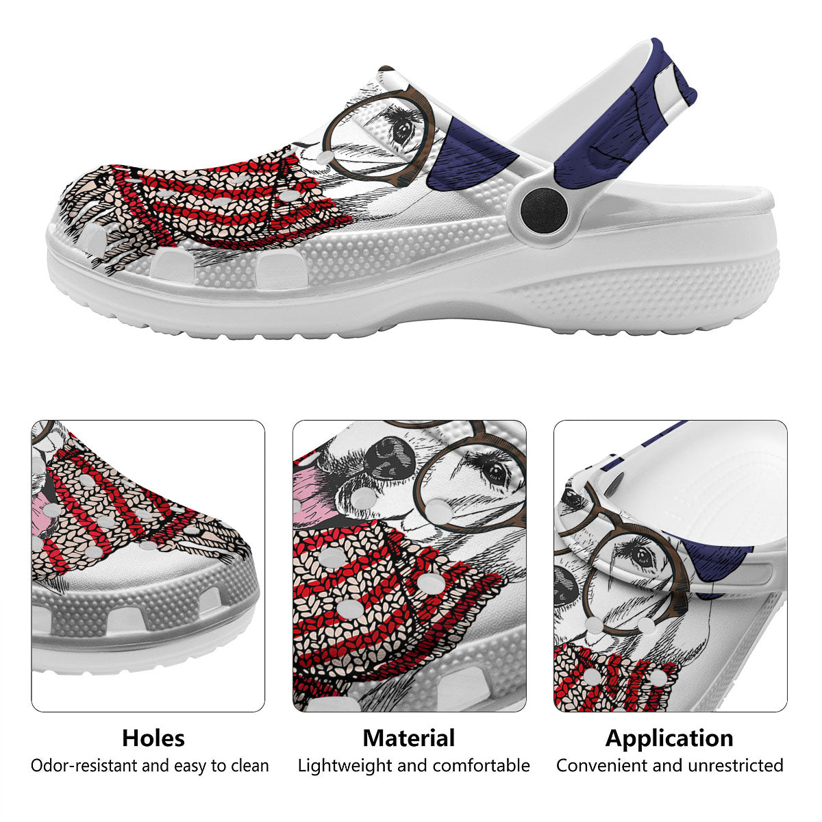 Golden Retriever Hipster Print Clog-grizzshop