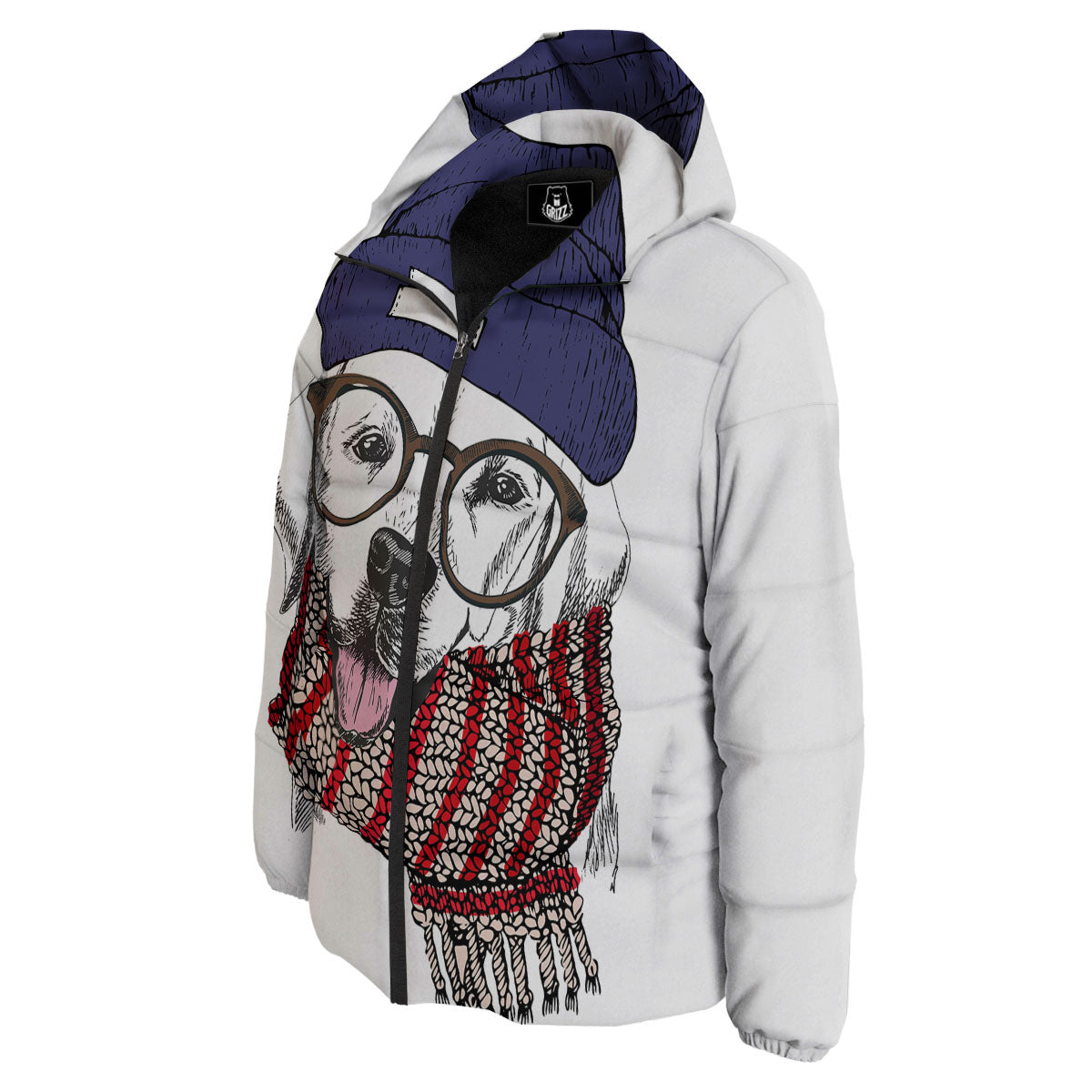 Golden Retriever Hipster Print Down Jacket-grizzshop