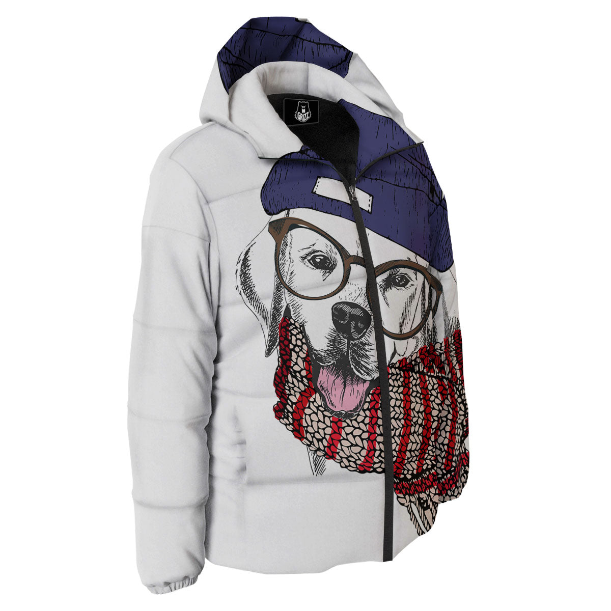Golden Retriever Hipster Print Down Jacket-grizzshop