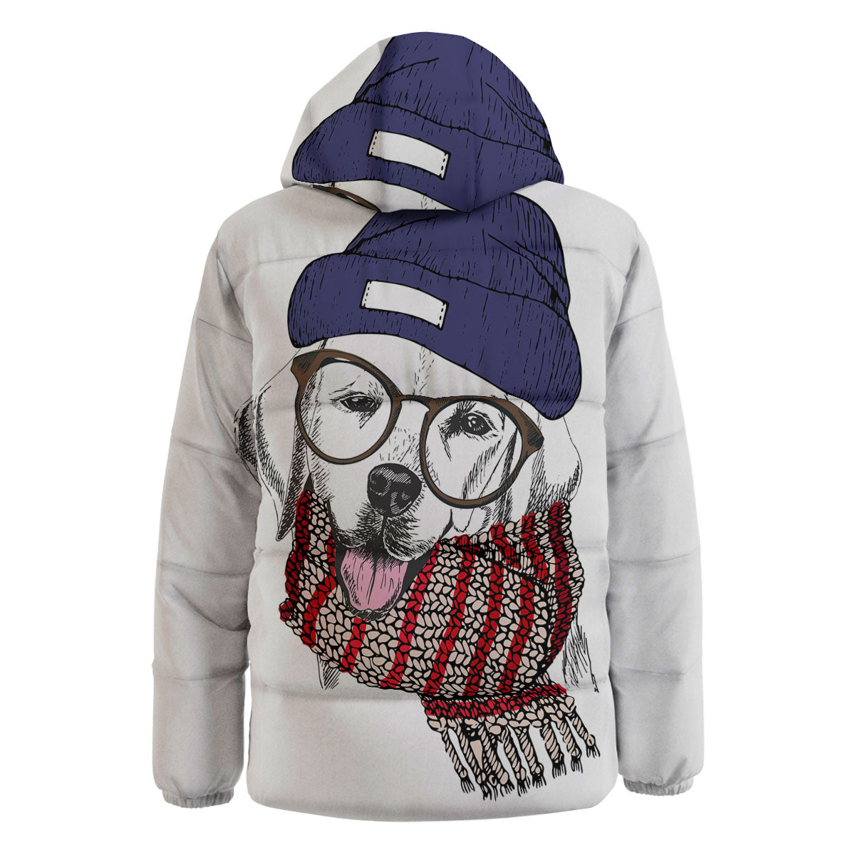 Golden Retriever Hipster Print Down Jacket-grizzshop