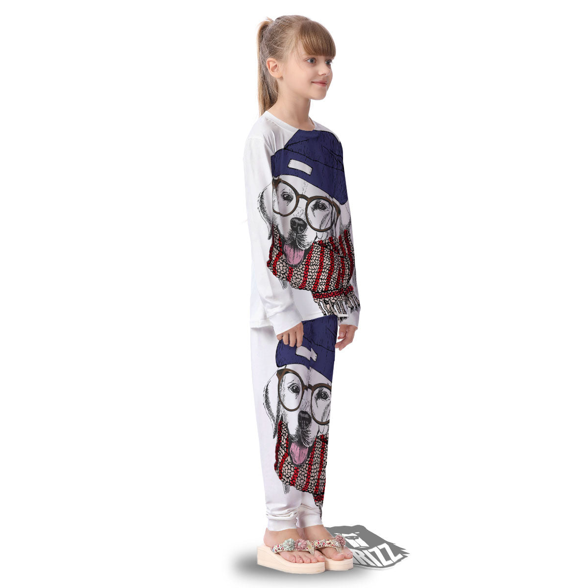 Golden Retriever Hipster Print Kid's Pajamas-grizzshop