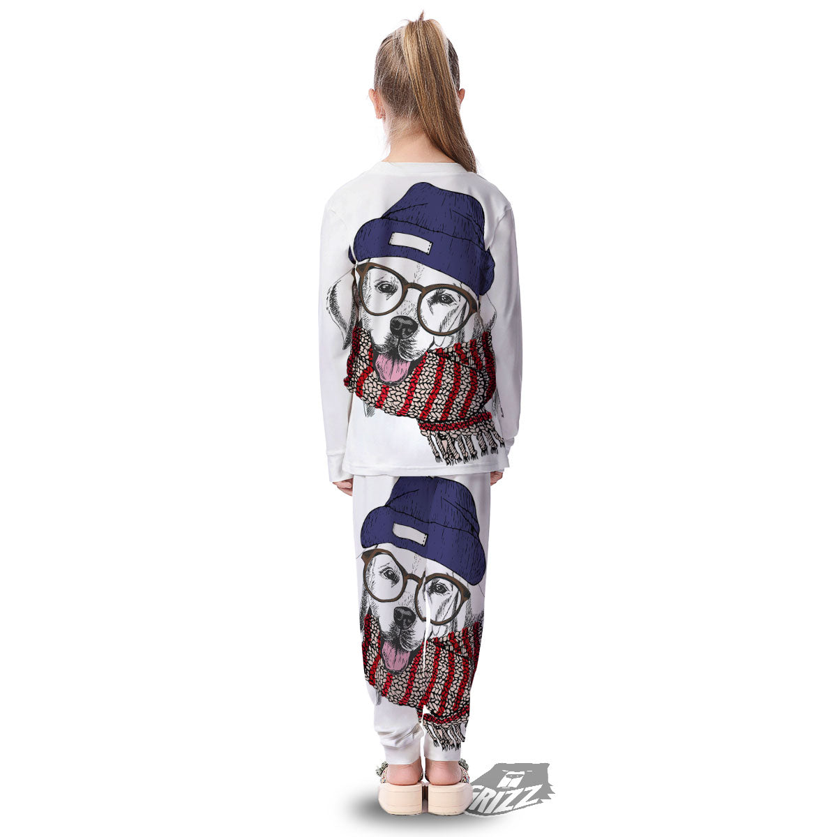 Golden Retriever Hipster Print Kid's Pajamas-grizzshop