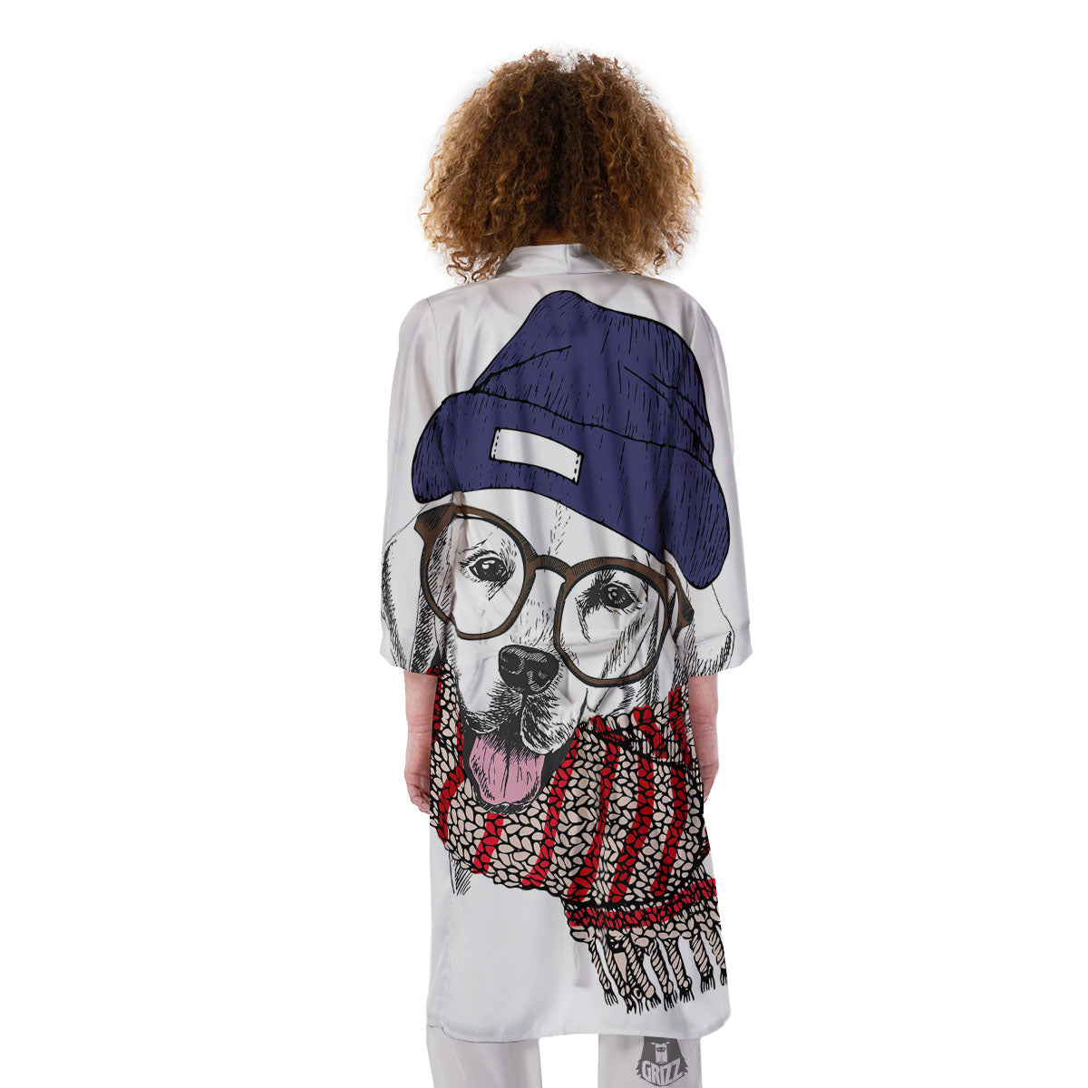 Golden Retriever Hipster Print Kimono-grizzshop
