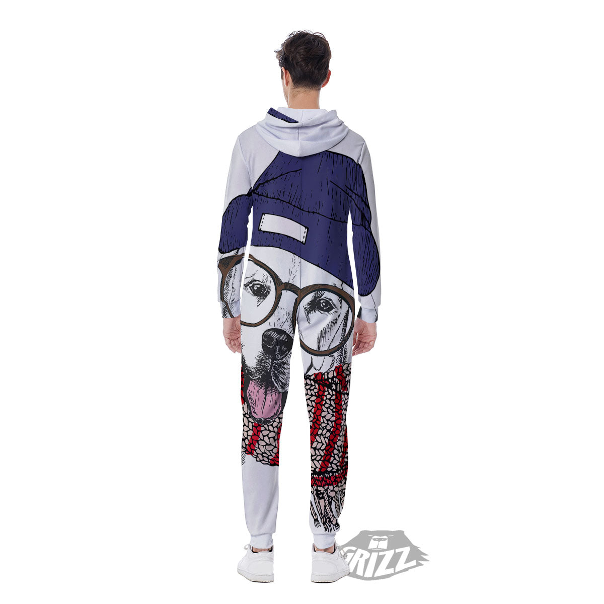 Golden Retriever Hipster Print Men's Jumpsuit-grizzshop
