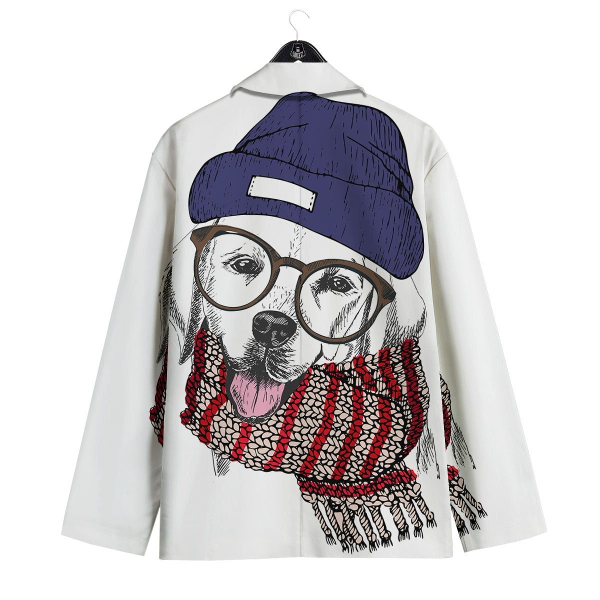 Golden Retriever Hipster Print Men's Sport Coat-grizzshop