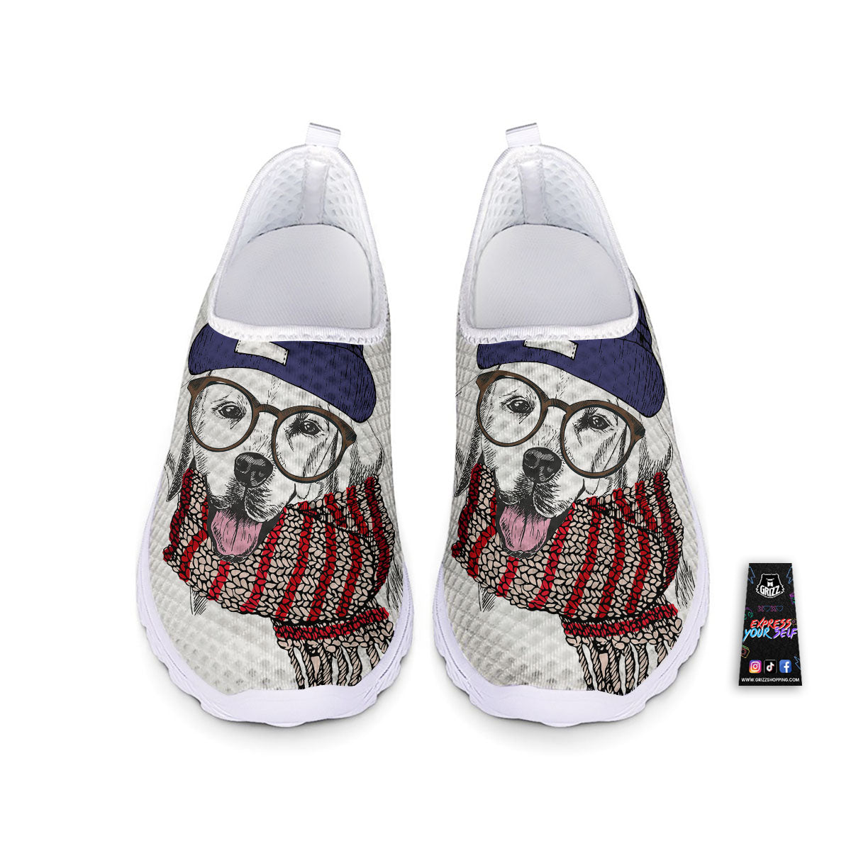 Golden Retriever Hipster Print Nurse Shoes-grizzshop