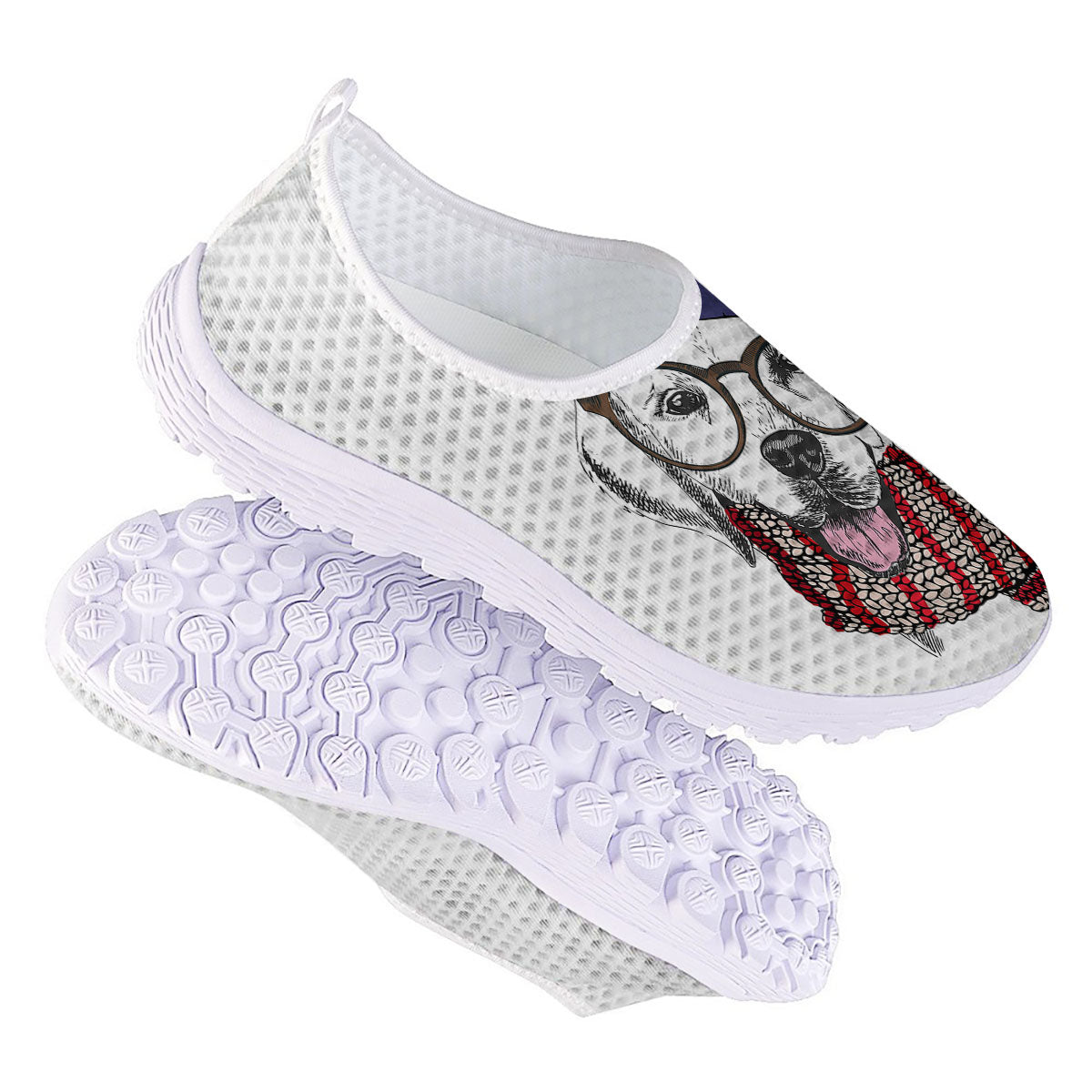 Golden Retriever Hipster Print Nurse Shoes-grizzshop