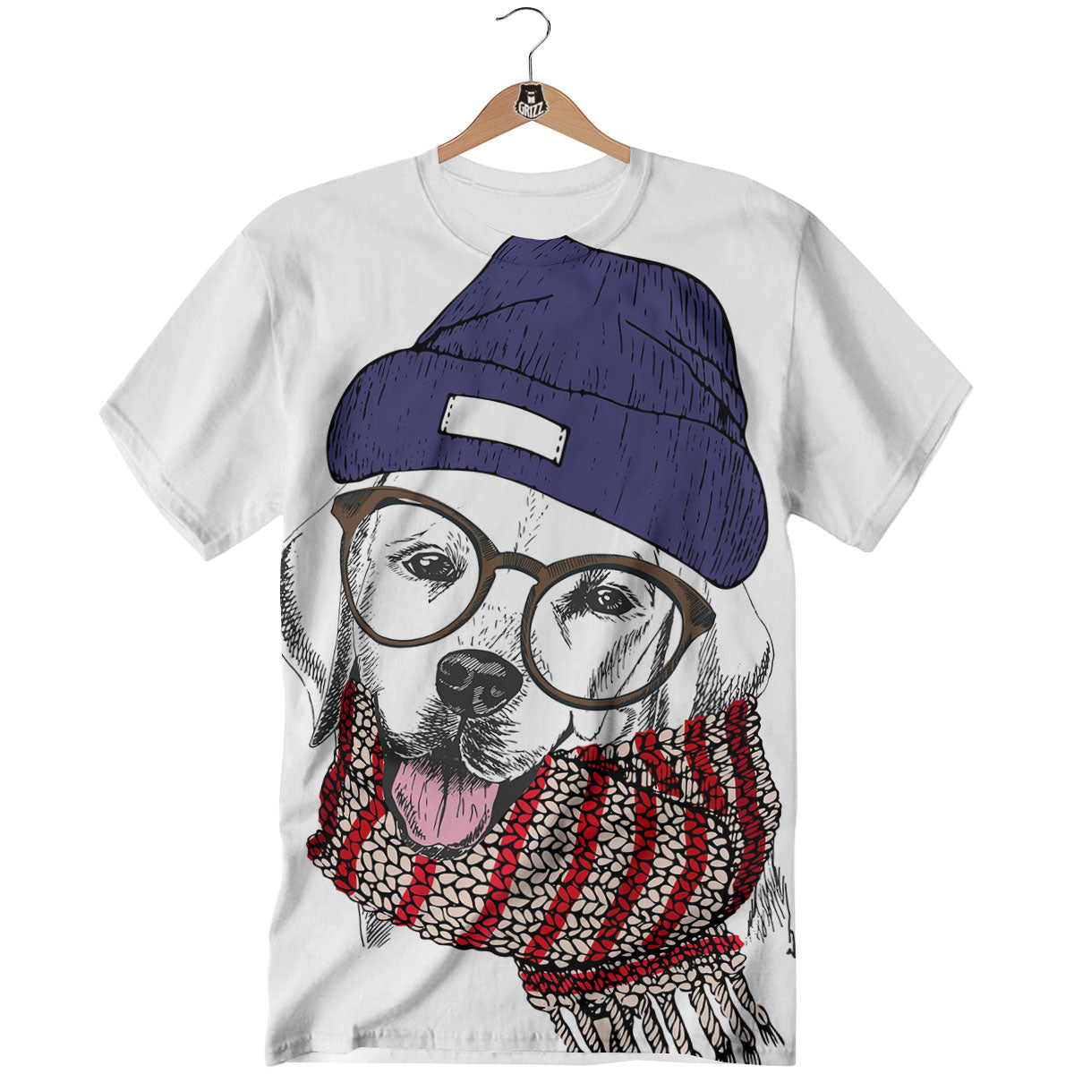 Golden Retriever Hipster Print T-Shirt-grizzshop