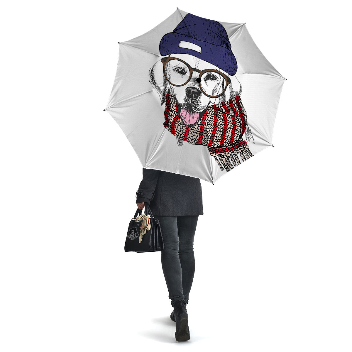 Golden Retriever Hipster Print Umbrella-grizzshop