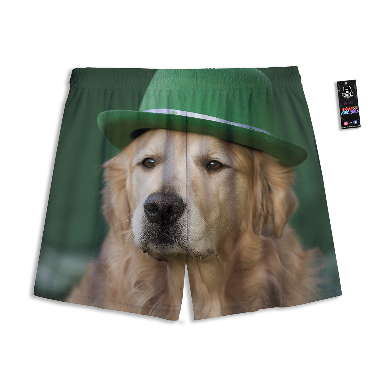 Golden Retriever Patrick's Day Print Mesh Shorts