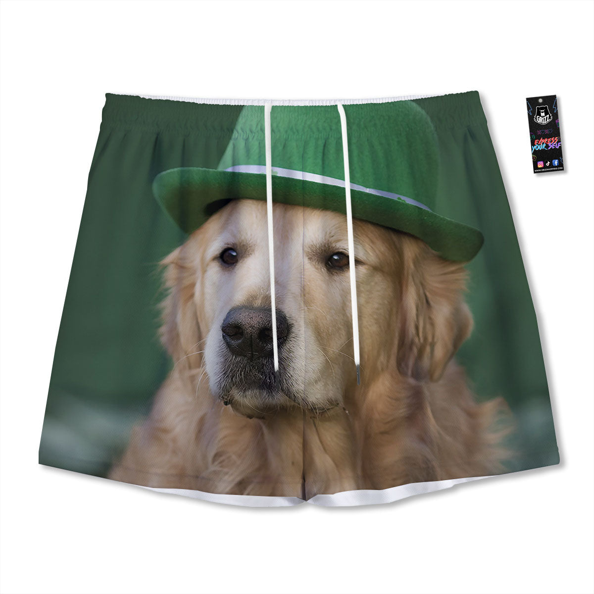 Golden Retriever Patrick's Day Print Mesh Shorts
