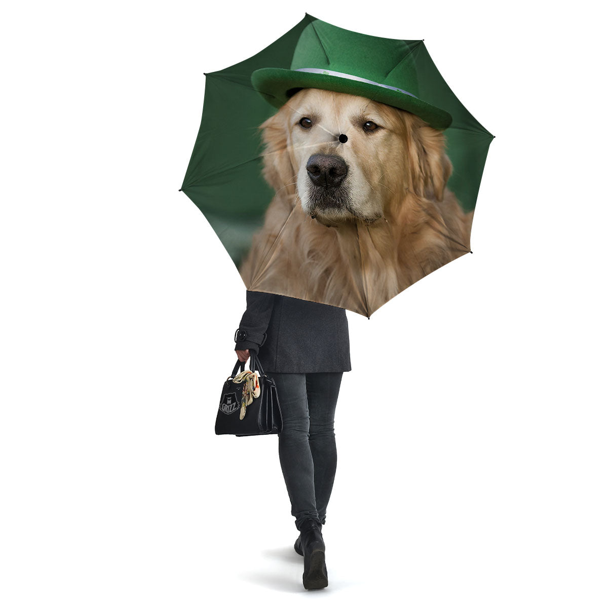 Golden Retriever Patrick's Day Print Umbrella-grizzshop