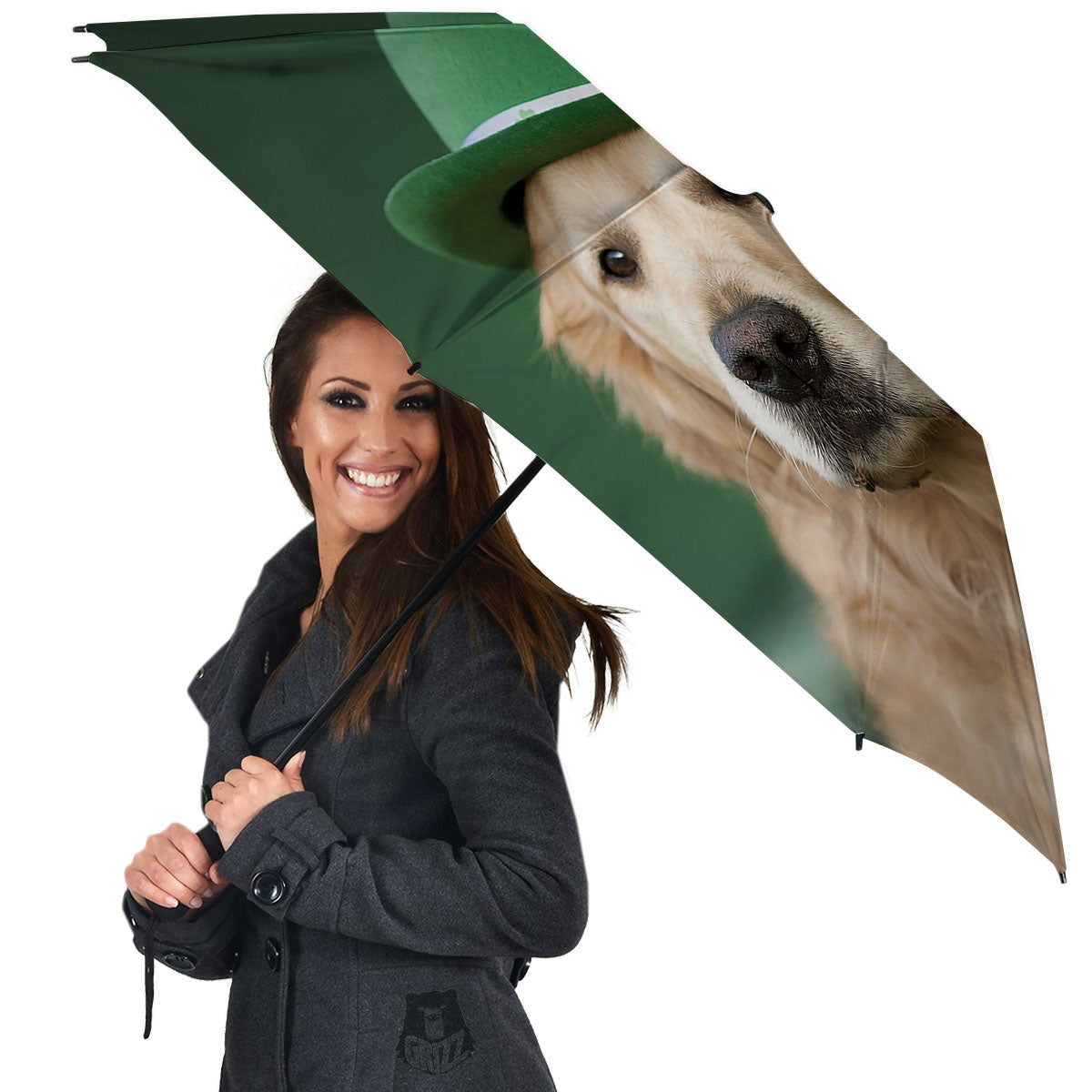 Golden Retriever Patrick's Day Print Umbrella-grizzshop