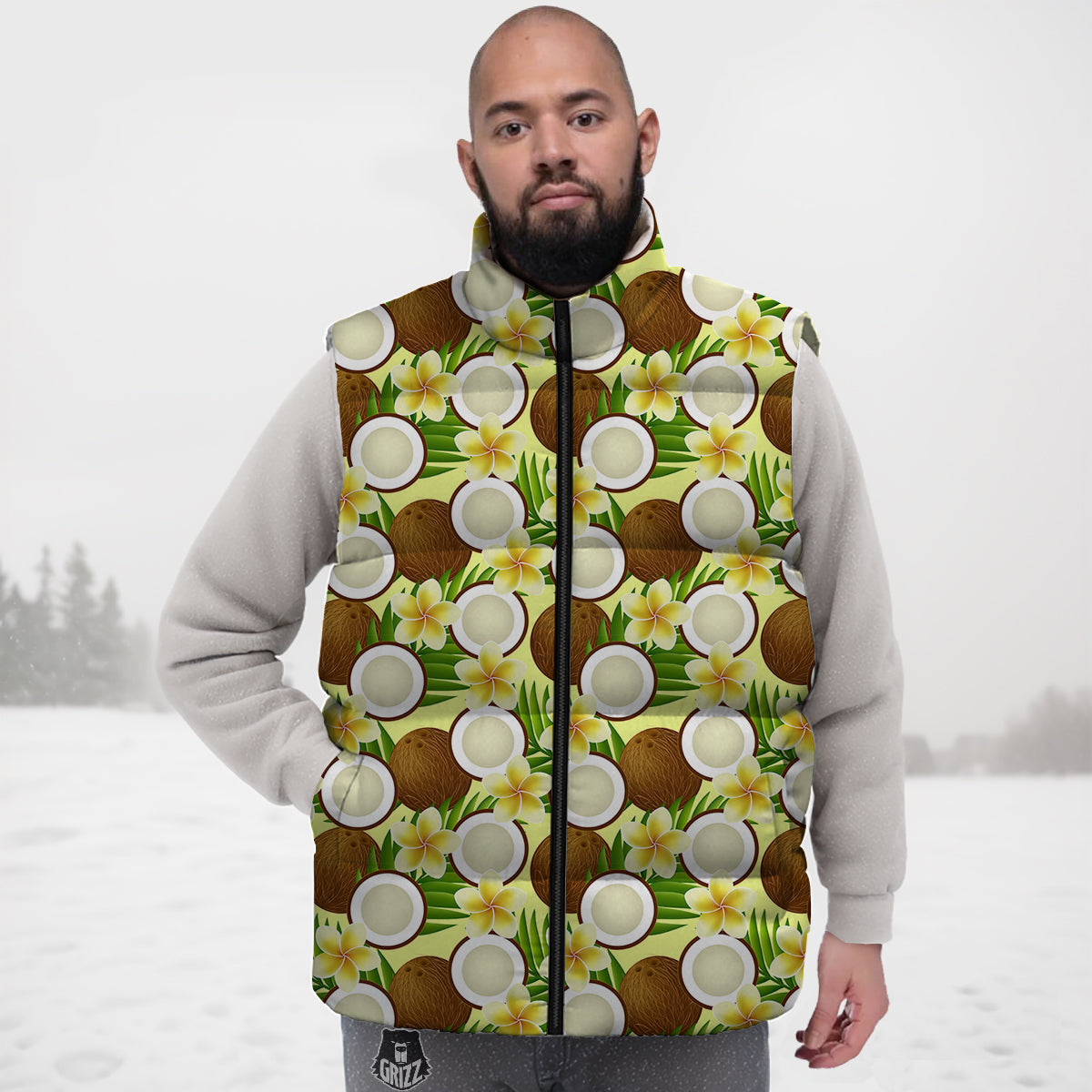 Golden Retriever Pattern Print Down Vest-grizzshop