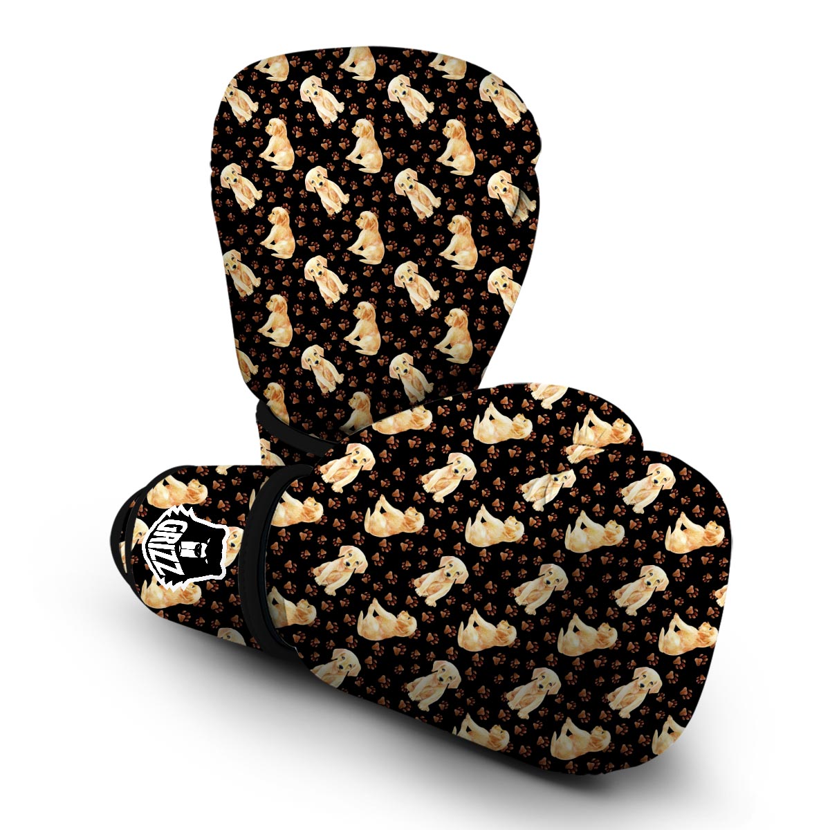 Golden Retriever Paw Pattern Print Boxing Gloves-grizzshop