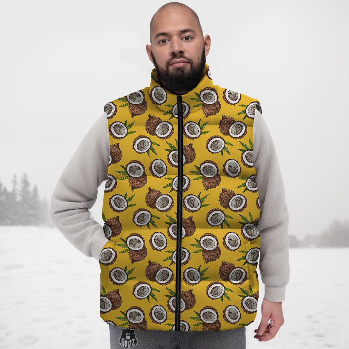 Golden Retriever Print Pattern Down Vest-grizzshop