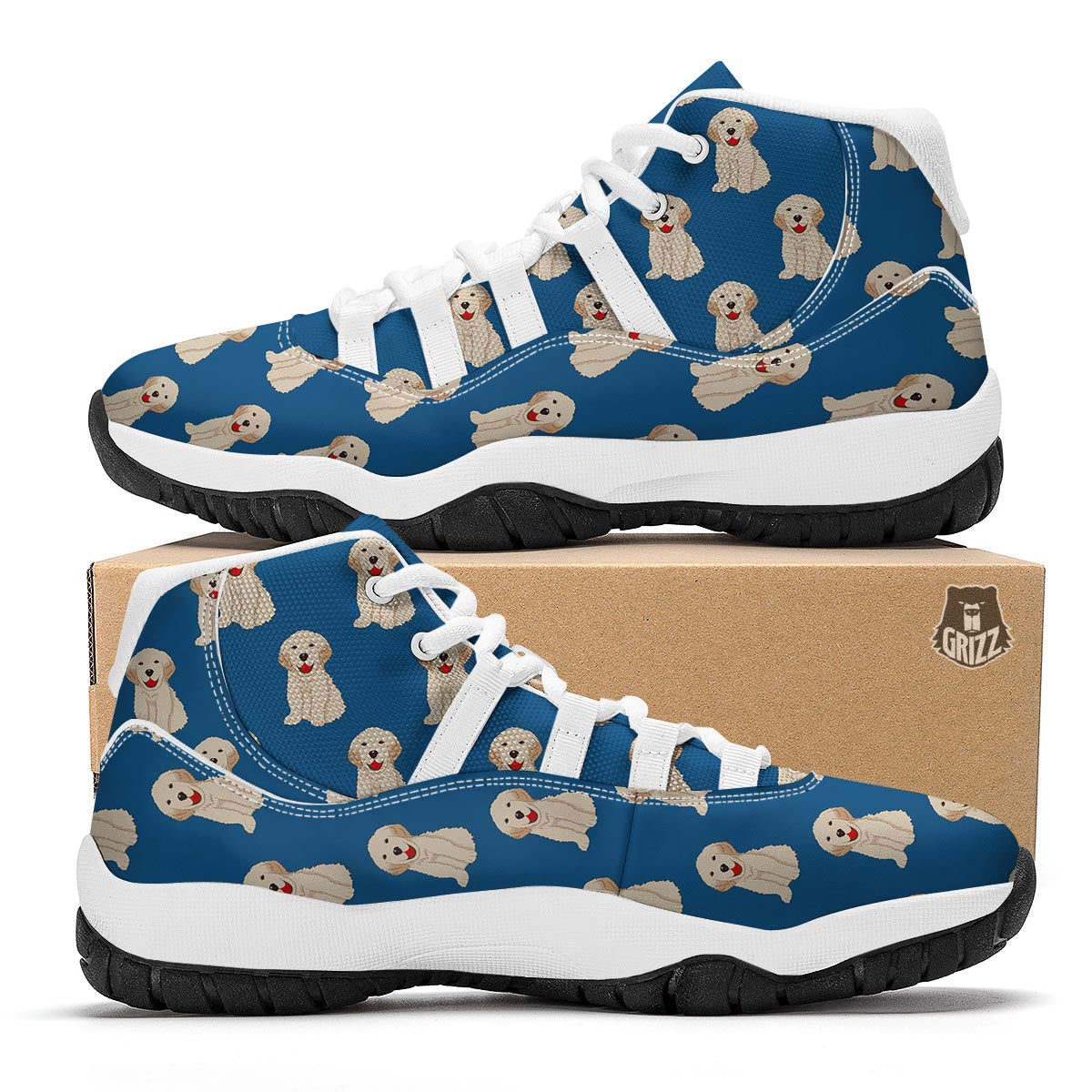 Golden Retriever Print Pattern White Bball Shoes-grizzshop