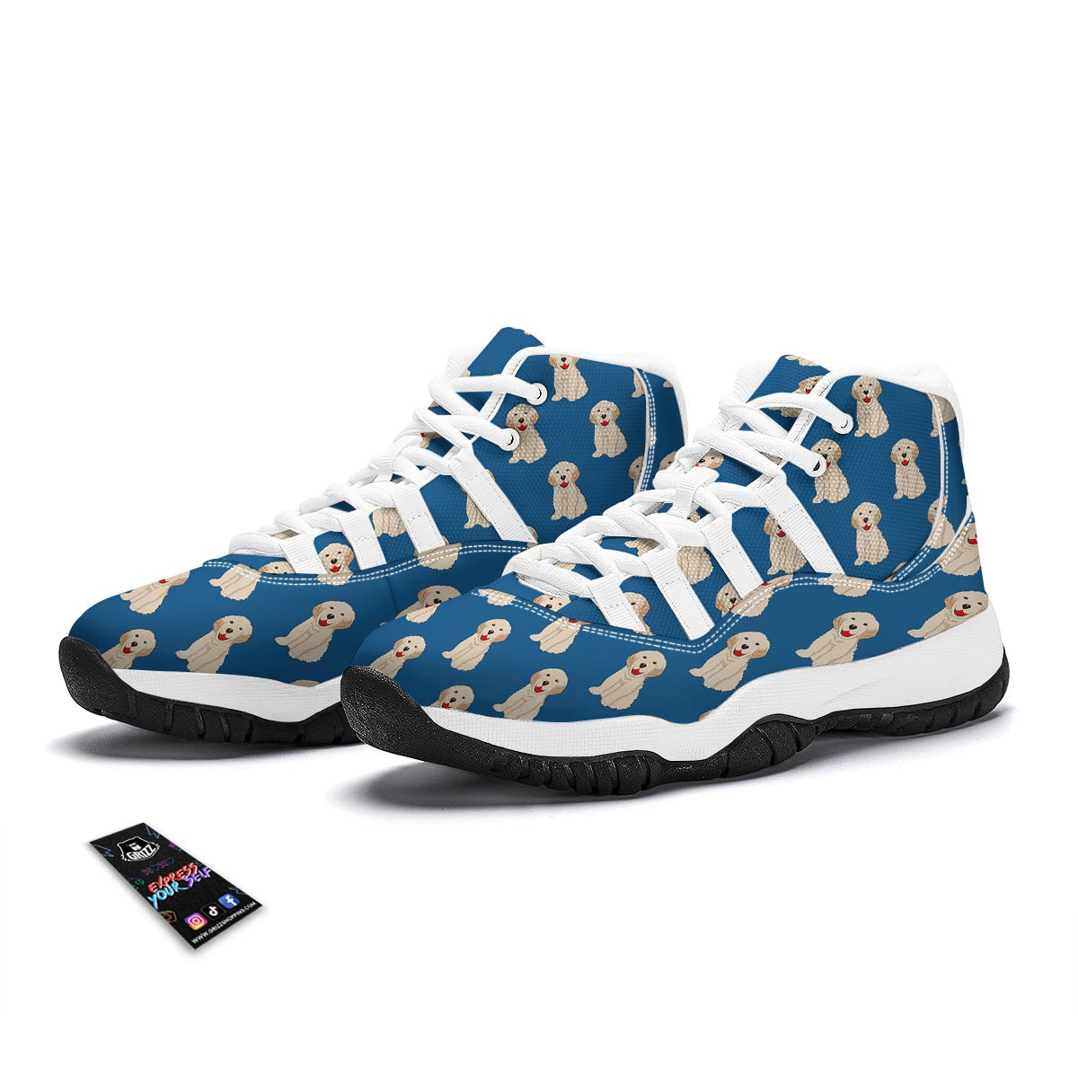 Golden Retriever Print Pattern White Bball Shoes-grizzshop