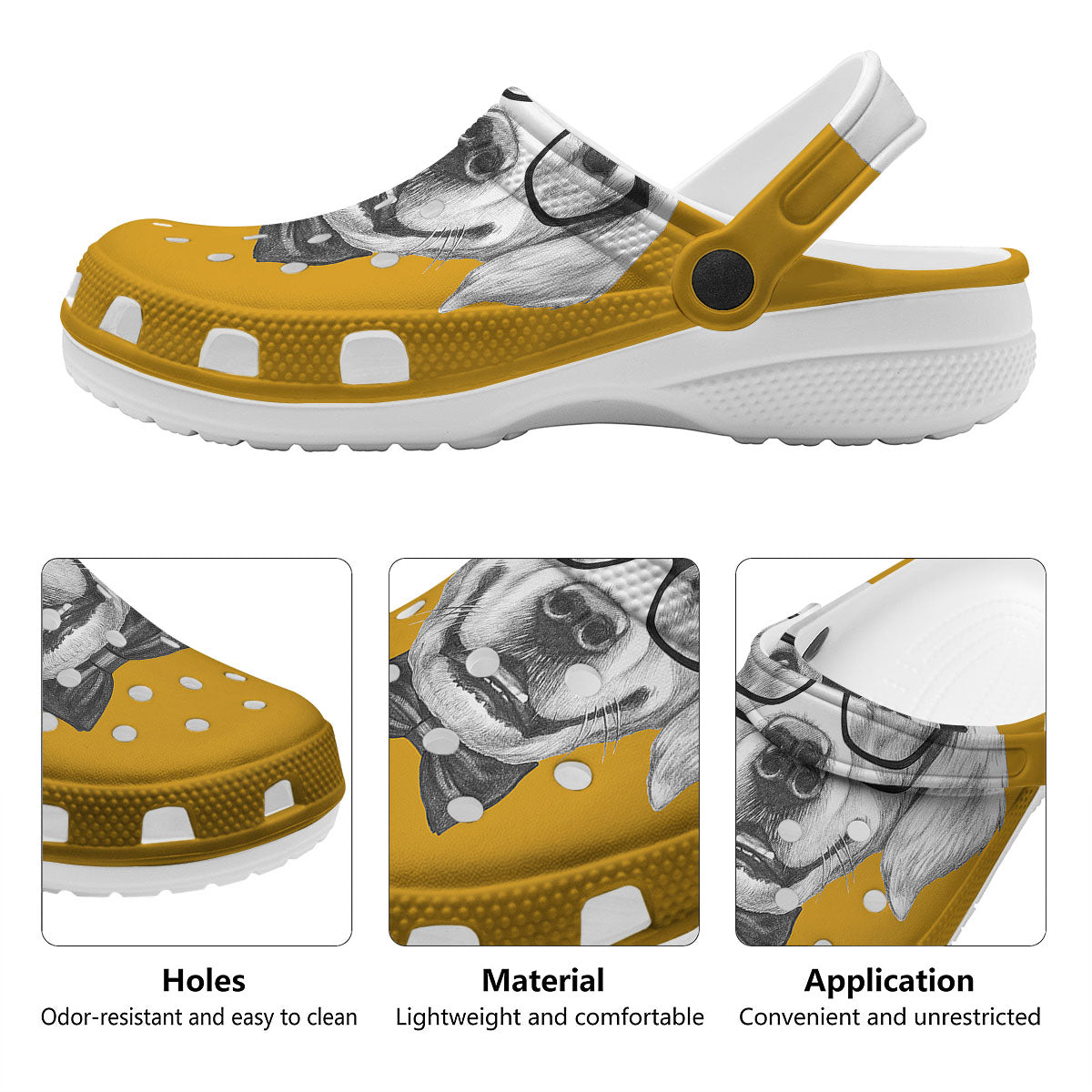 Golden Retriever With Glasses Print Clog-grizzshop