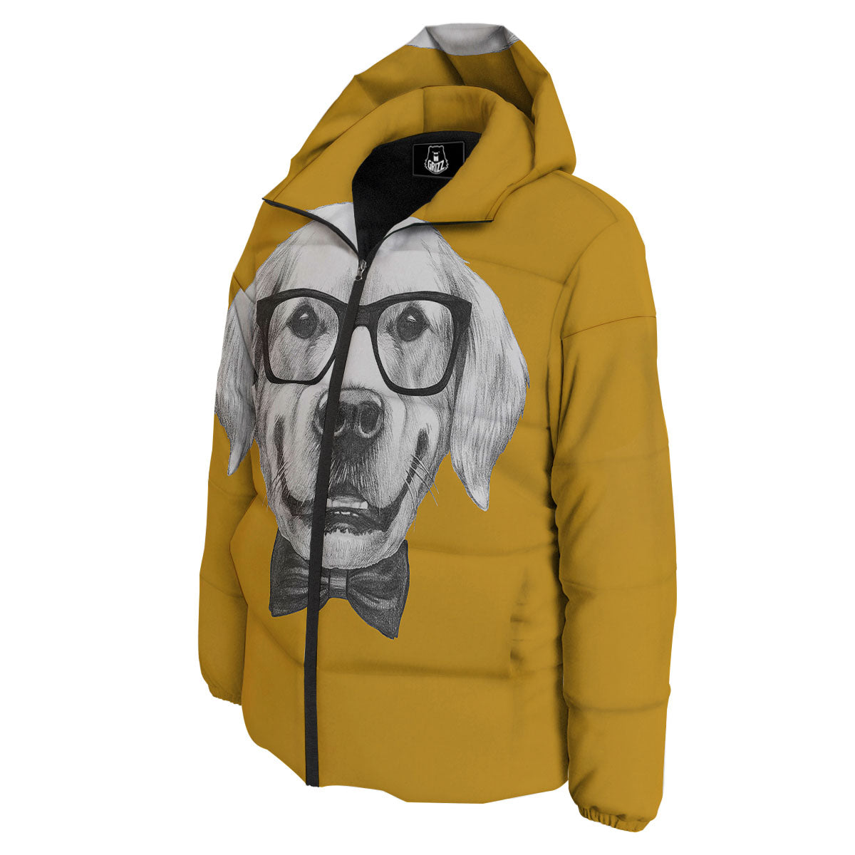Golden Retriever With Glasses Print Down Jacket-grizzshop