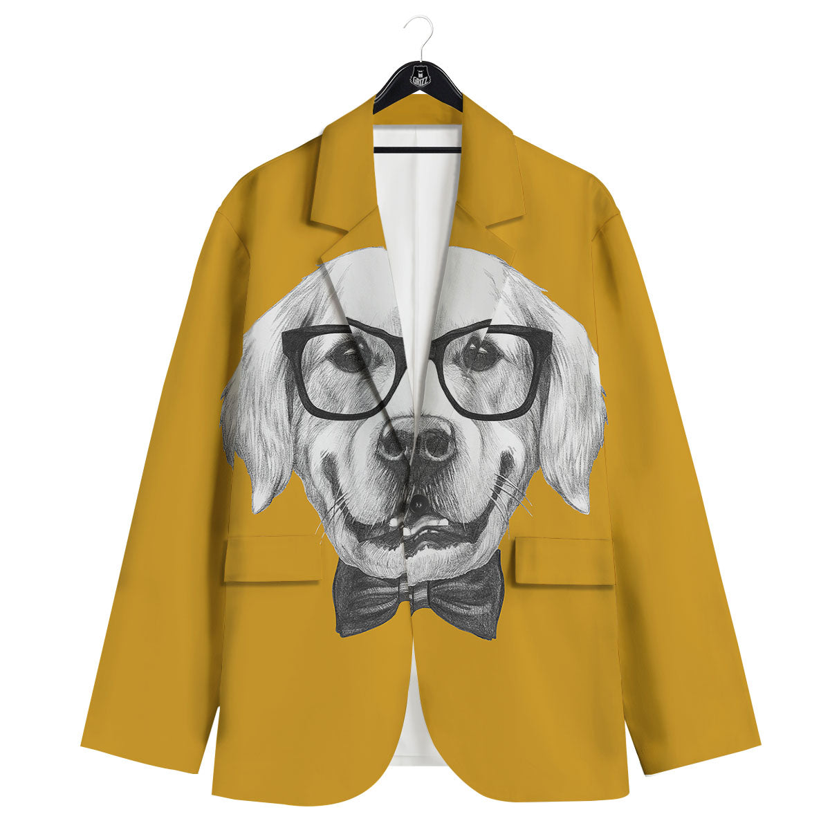 Golden Retriever With Glasses Print Men's Sport Coat-grizzshop